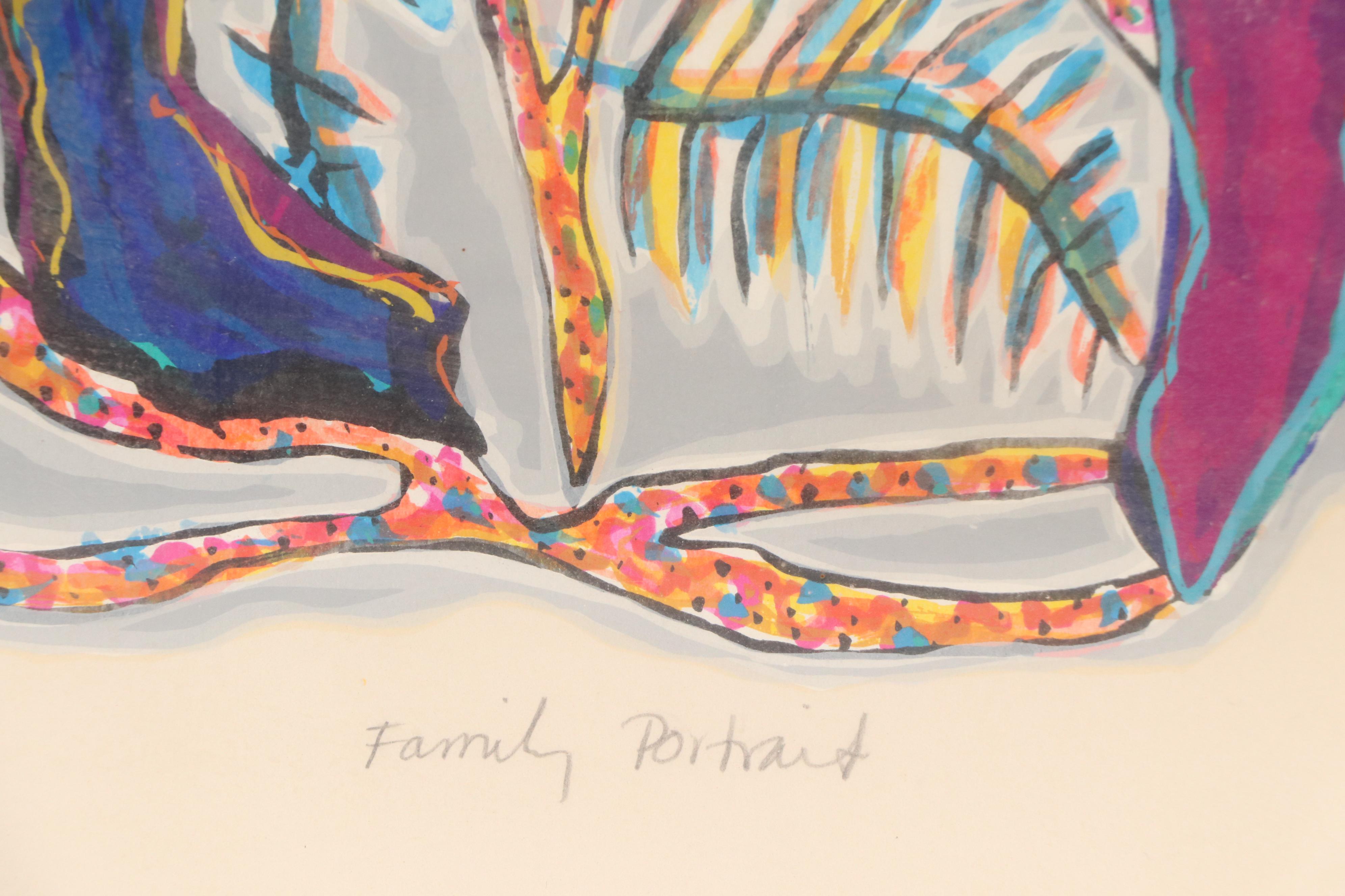 Katarina Weslien Color Lithograph "Family Portrait," 1987