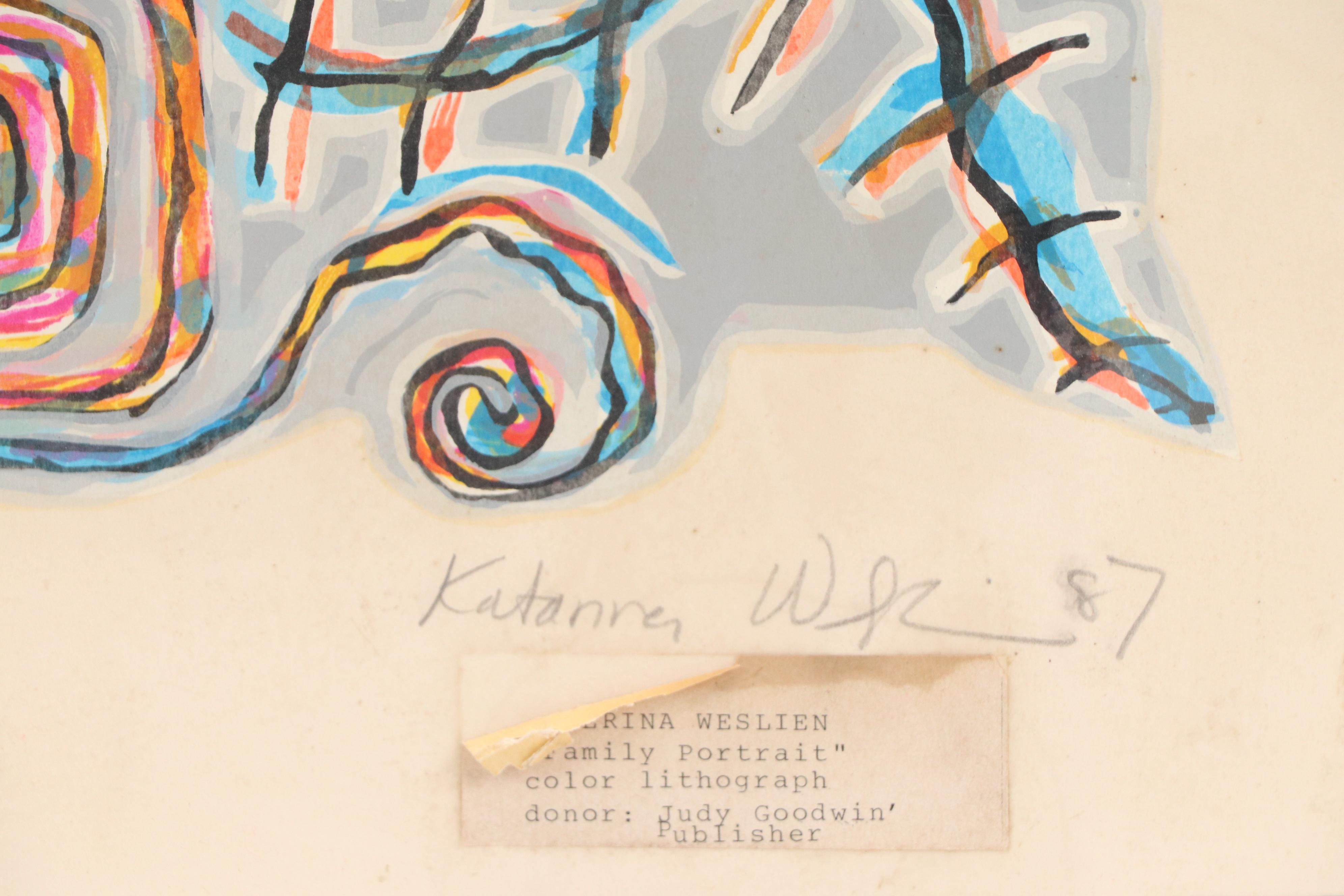 Katarina Weslien Color Lithograph "Family Portrait," 1987