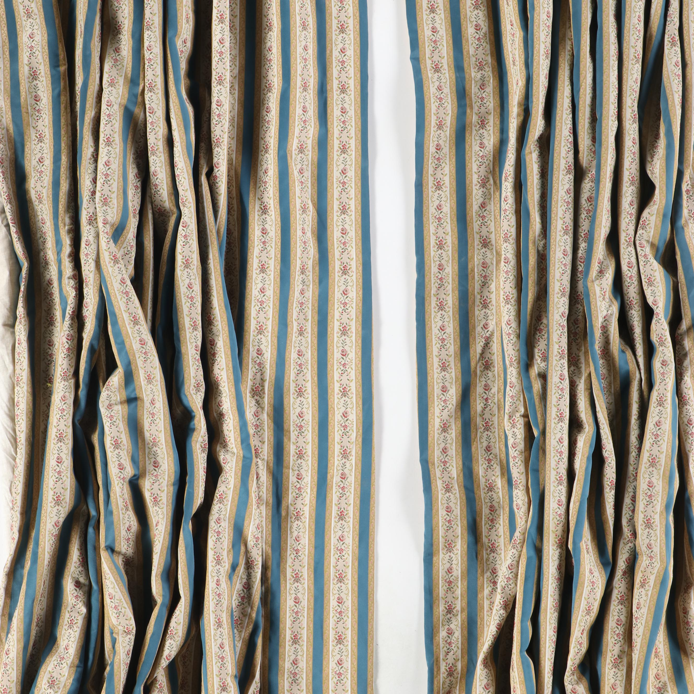 Victorian Style Striped Floral Curtains