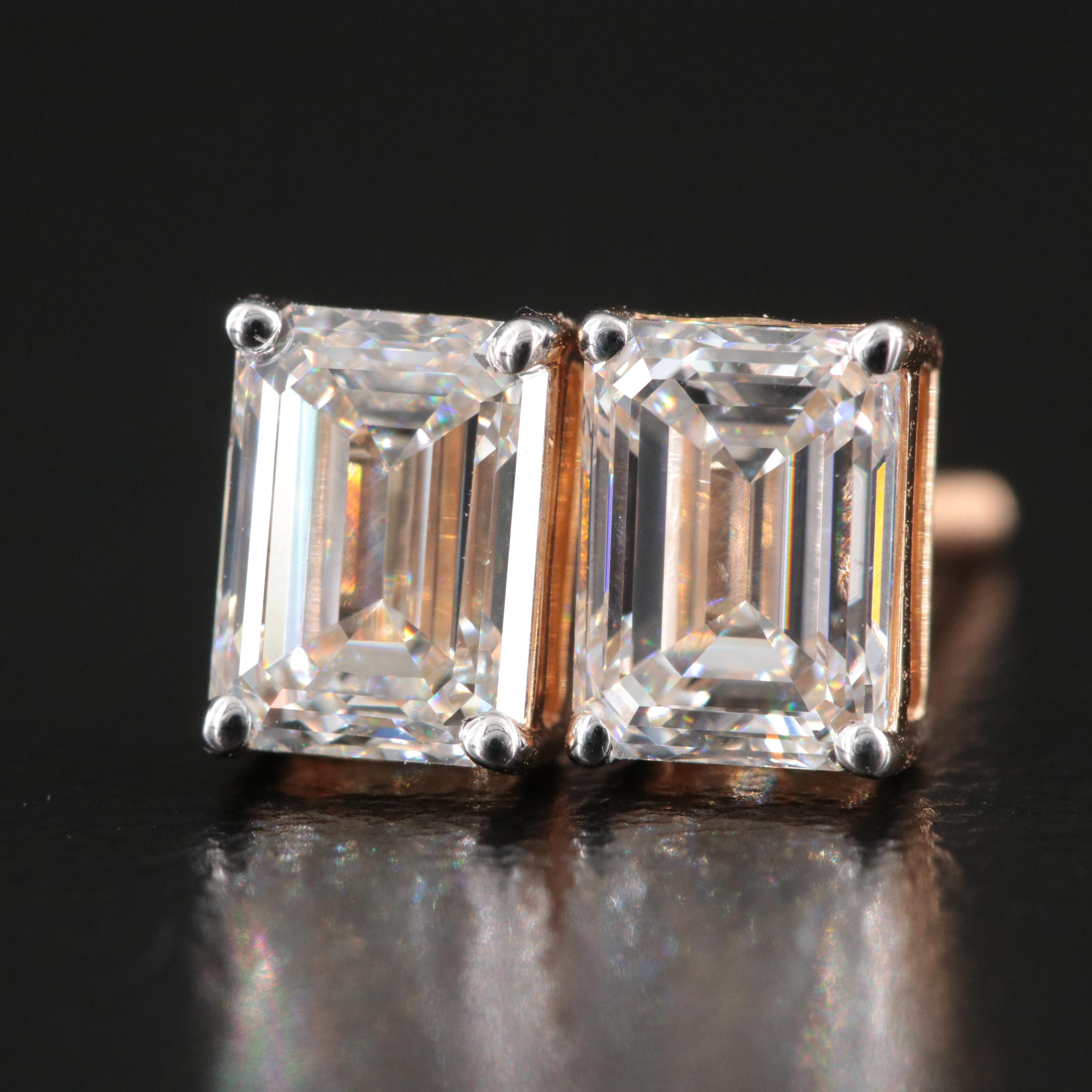 18K 1.41 CTW Diamond Stud Earrings with GIA Reports