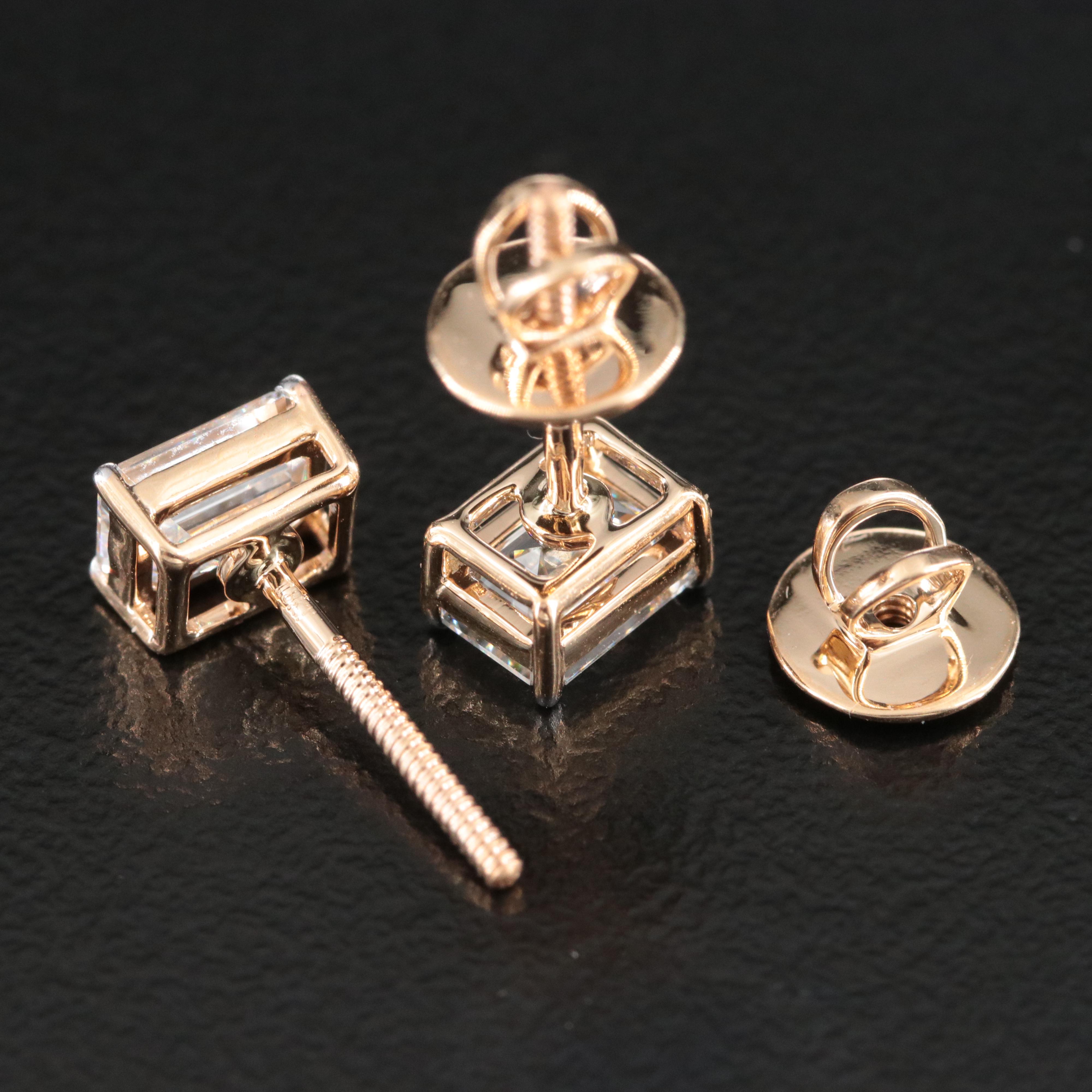 18K 1.41 CTW Diamond Stud Earrings with GIA Reports