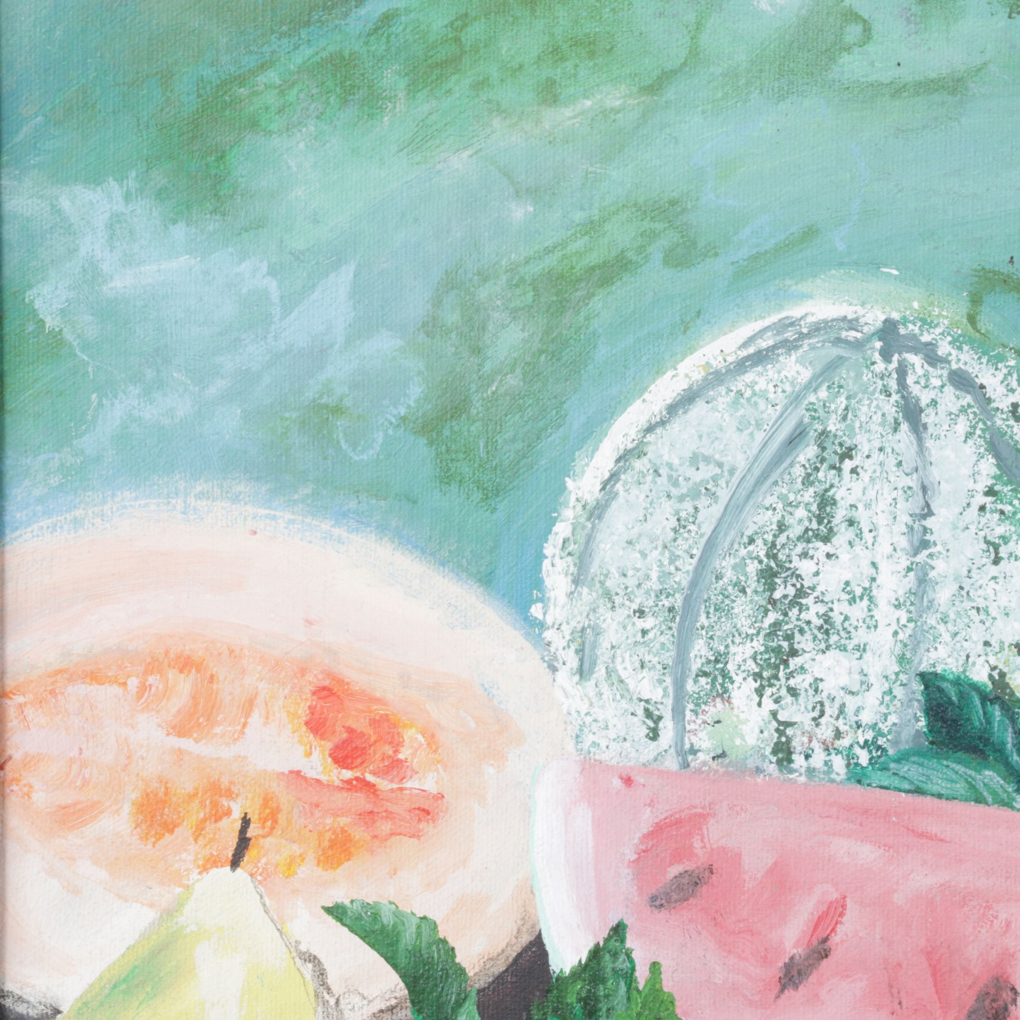 Renée Paulton Still Life Acrylic Painting of Various Arranged Fruits