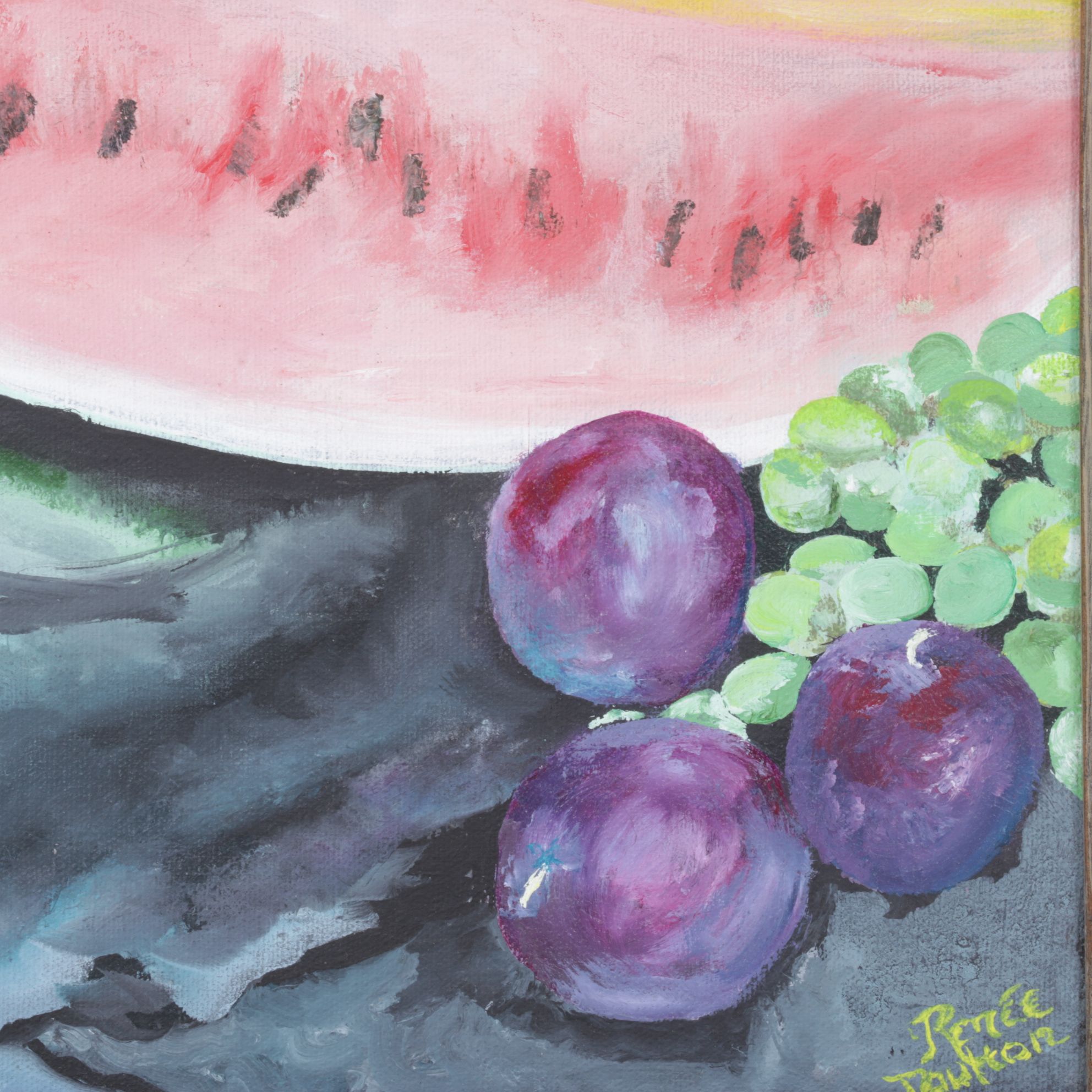 Renée Paulton Still Life Acrylic Painting of Various Arranged Fruits