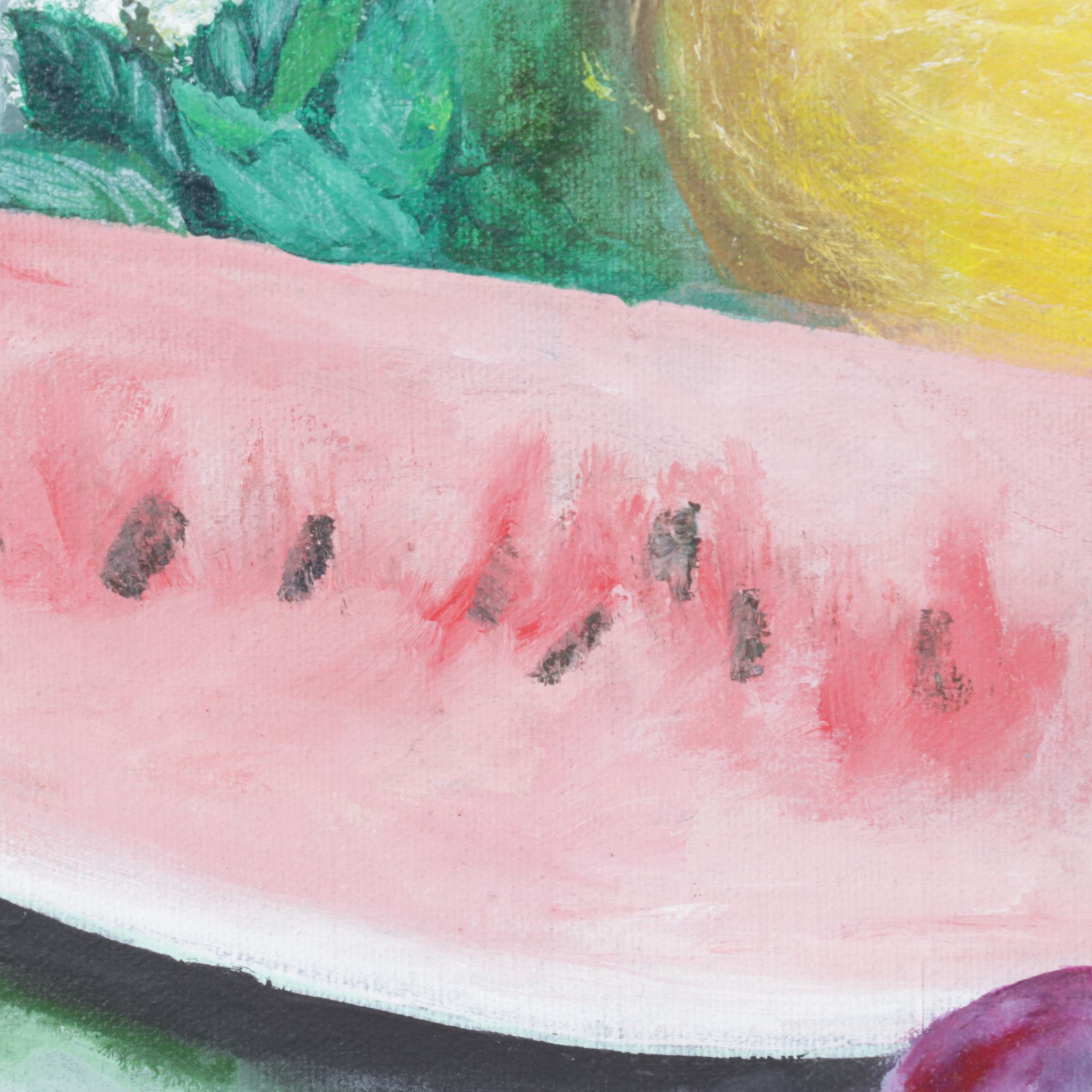 Renée Paulton Still Life Acrylic Painting of Various Arranged Fruits