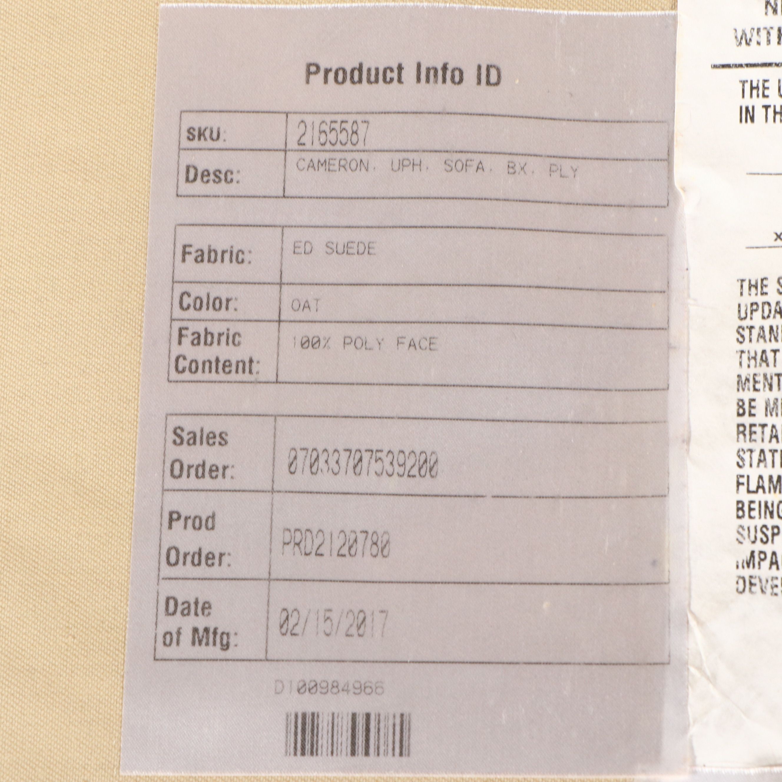 Contemporary Pottery Barn Upholstered Sofa with Accent Pillows