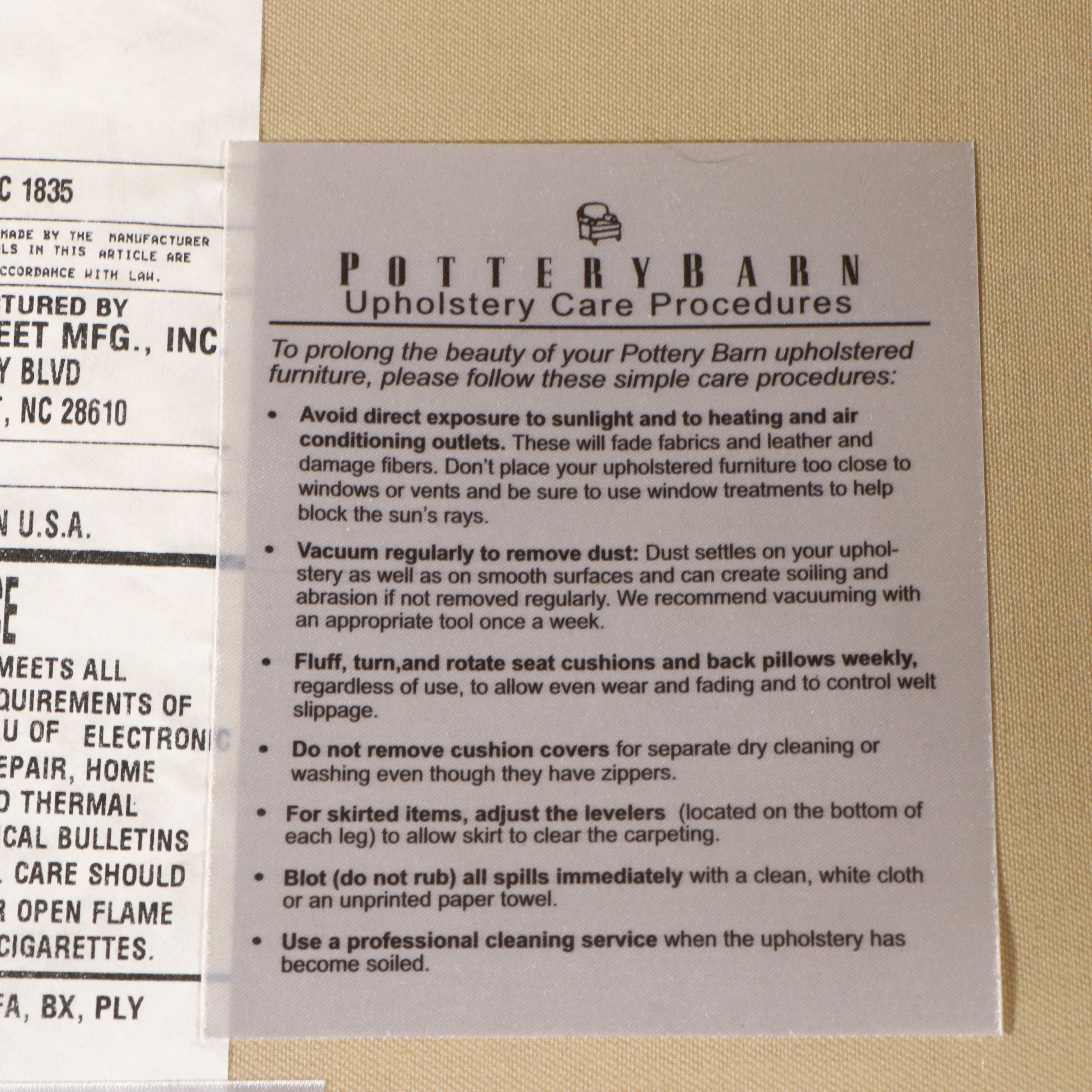 Contemporary Pottery Barn Upholstered Sofa with Accent Pillows