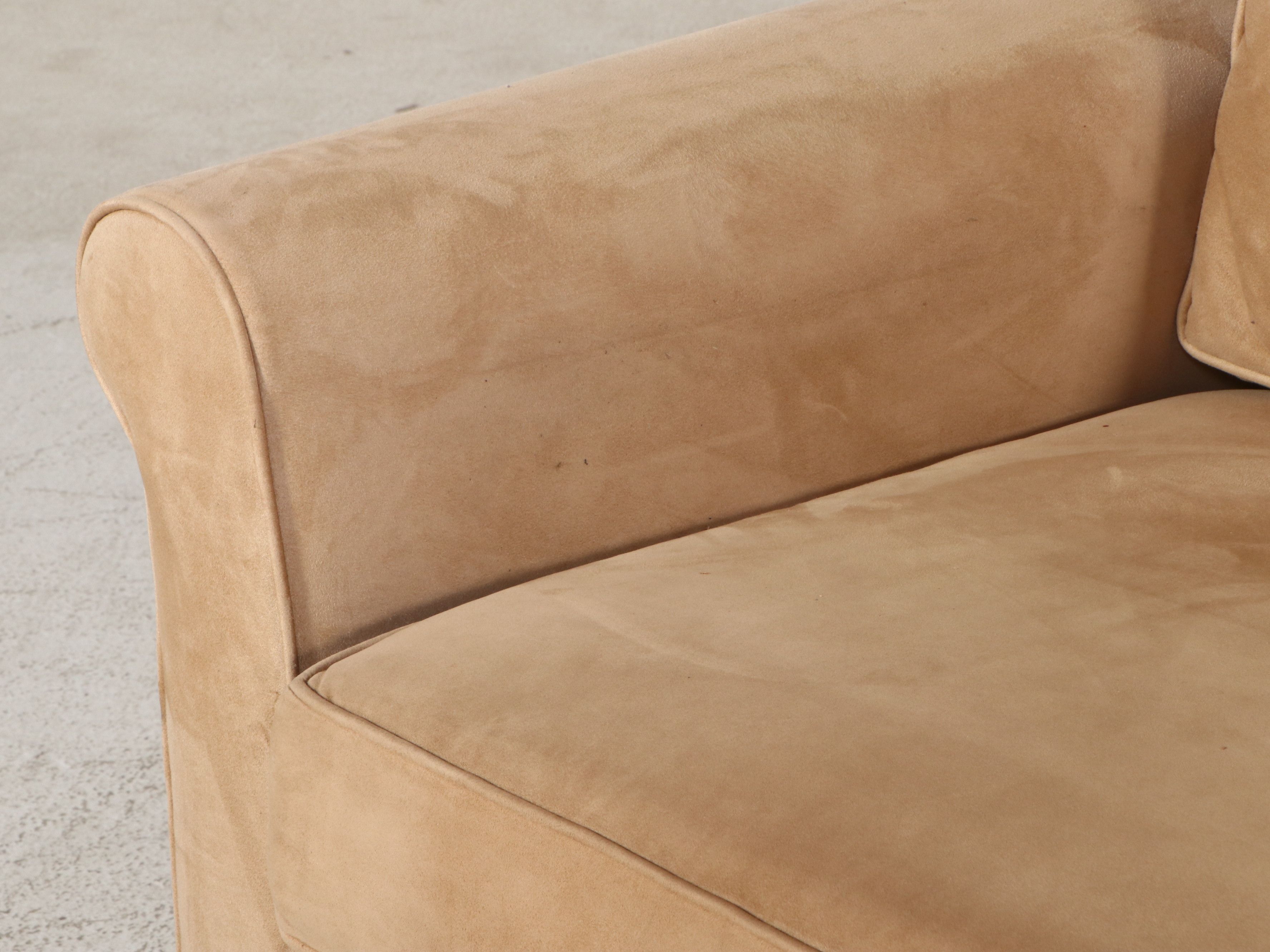 Contemporary Pottery Barn Upholstered Sofa with Accent Pillows