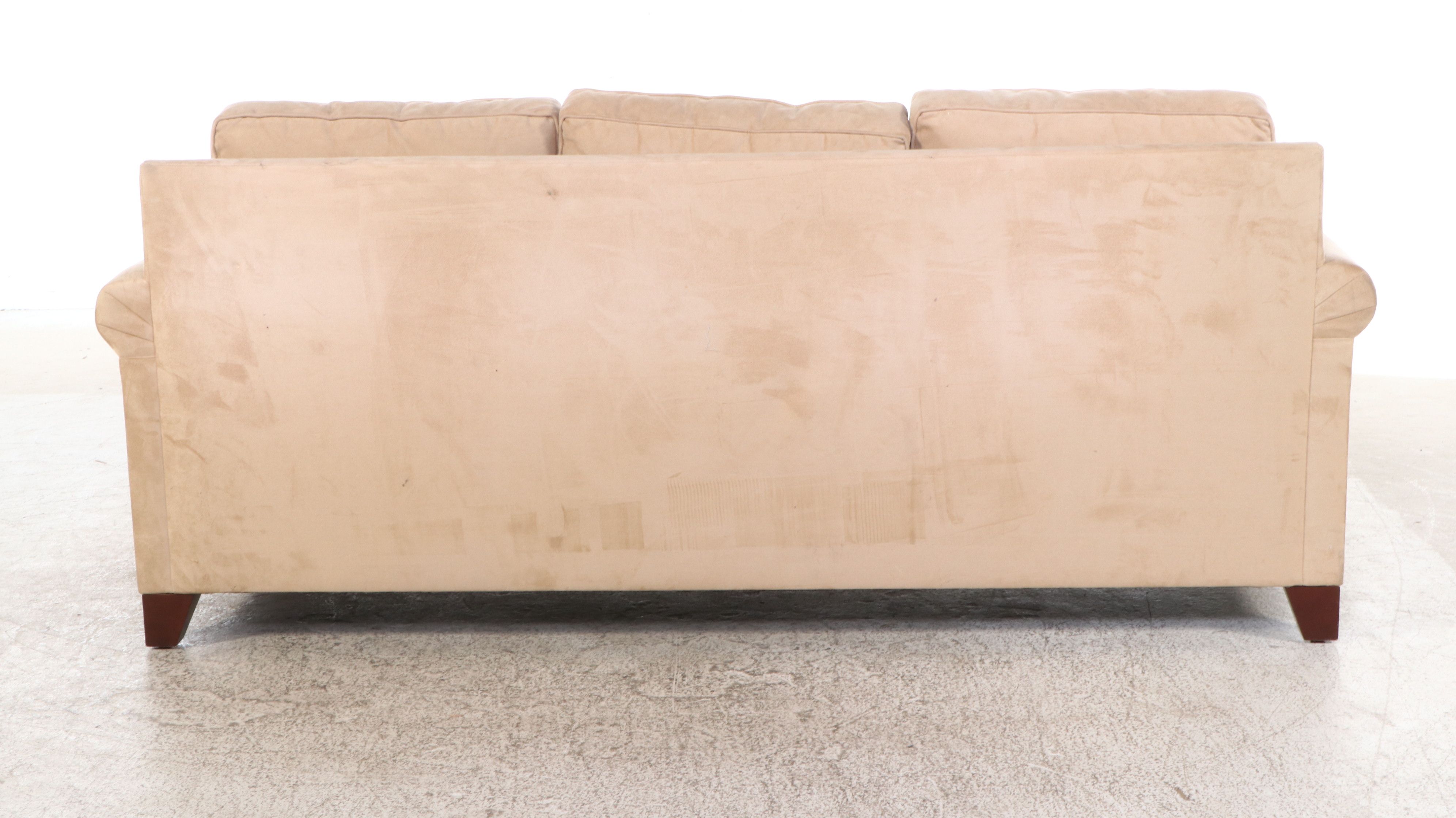 Contemporary Pottery Barn Upholstered Sofa with Accent Pillows