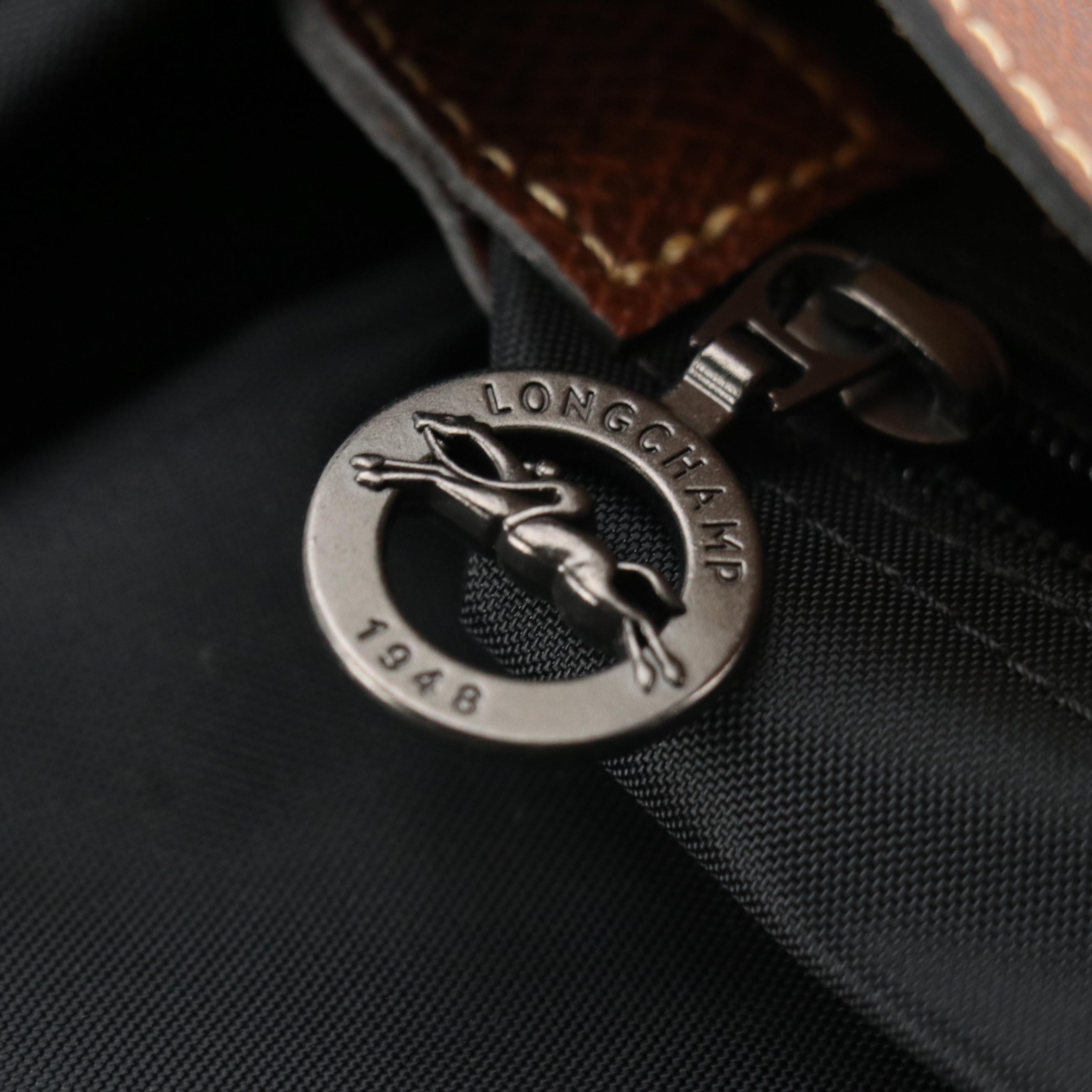 Longchamp Le Pliage Medium Short Handle Bag in Black Recycled Nylon Canvas