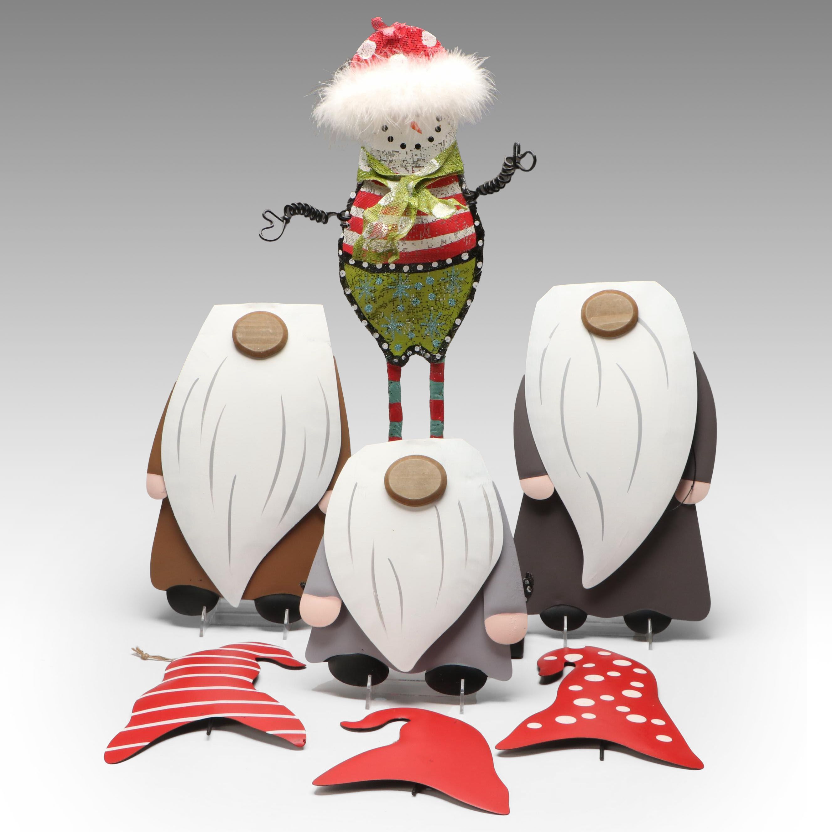 Glitzhome Metal Gnomes and Silvestri Whimsical Snowman
