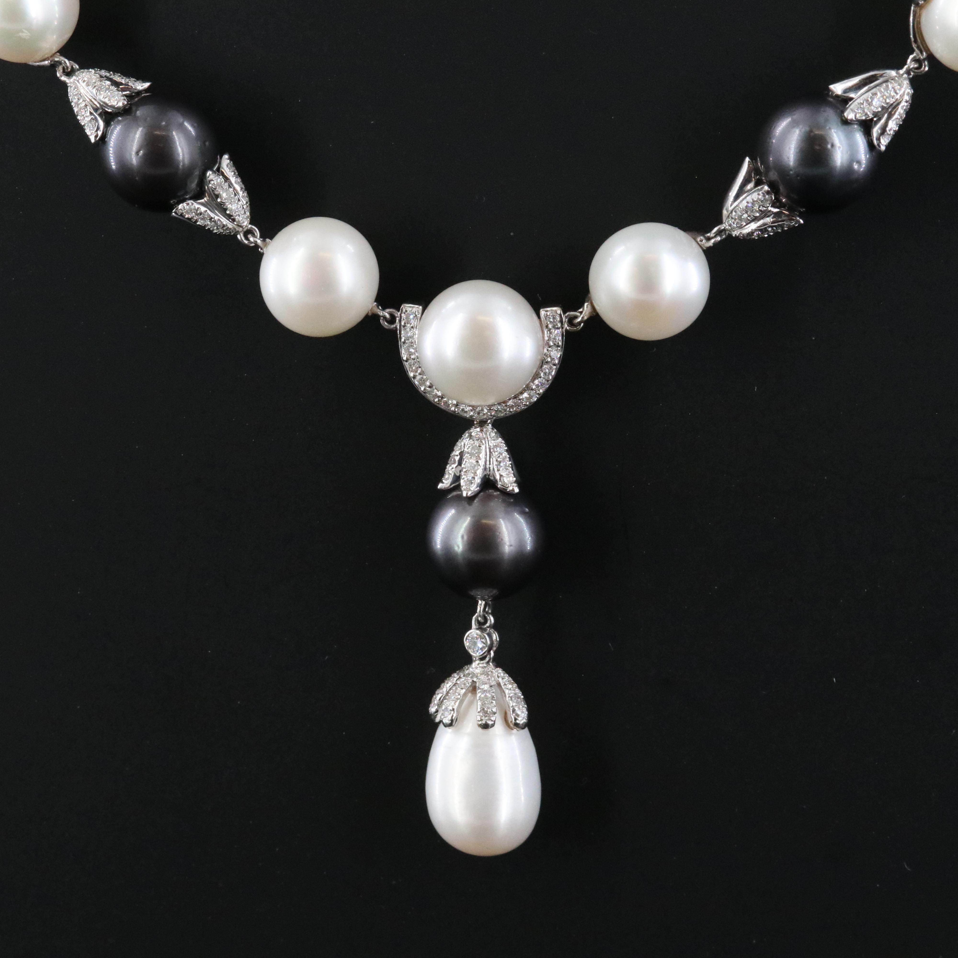 18K Pearl and Diamond Necklace with GIA Report
