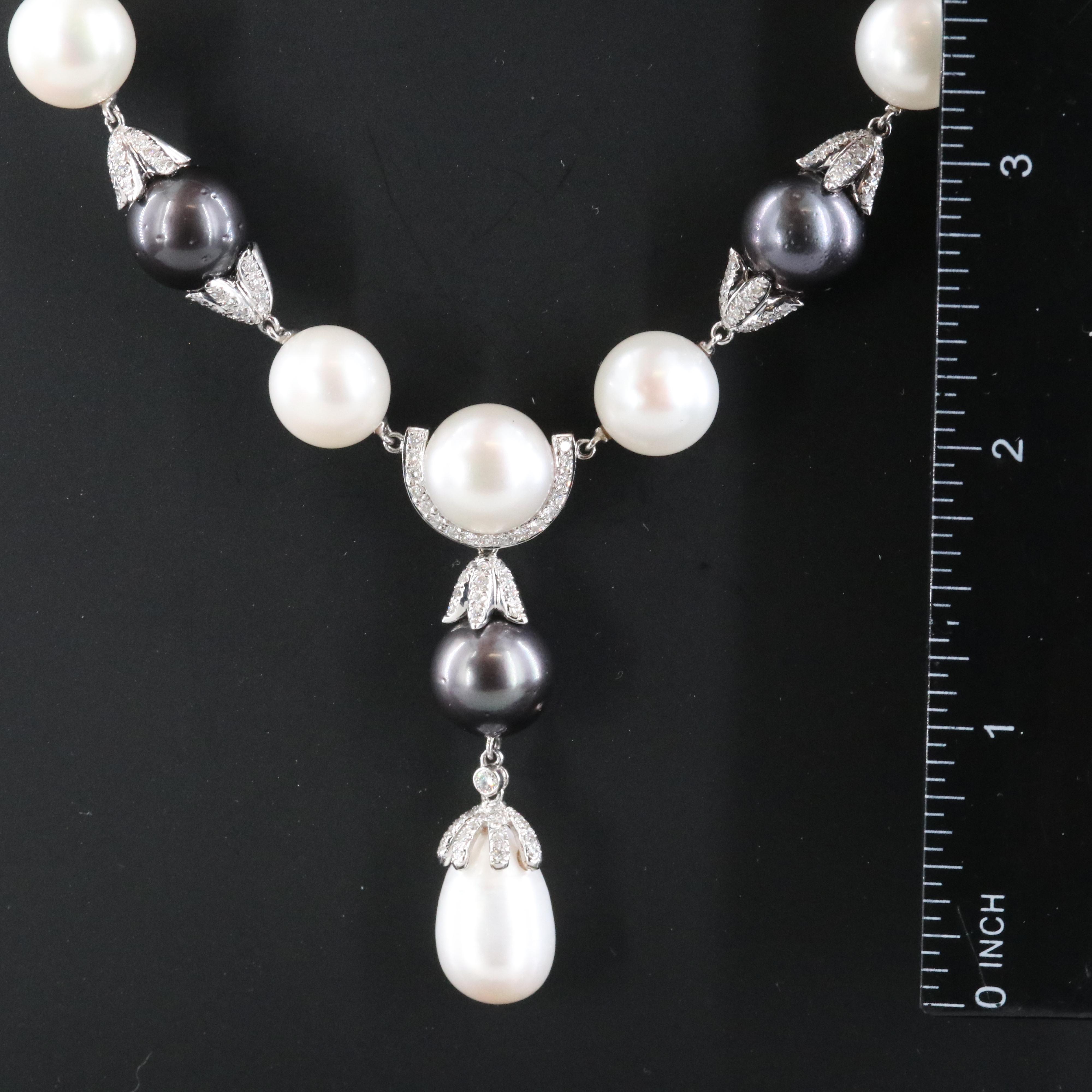 18K Pearl and Diamond Necklace with GIA Report