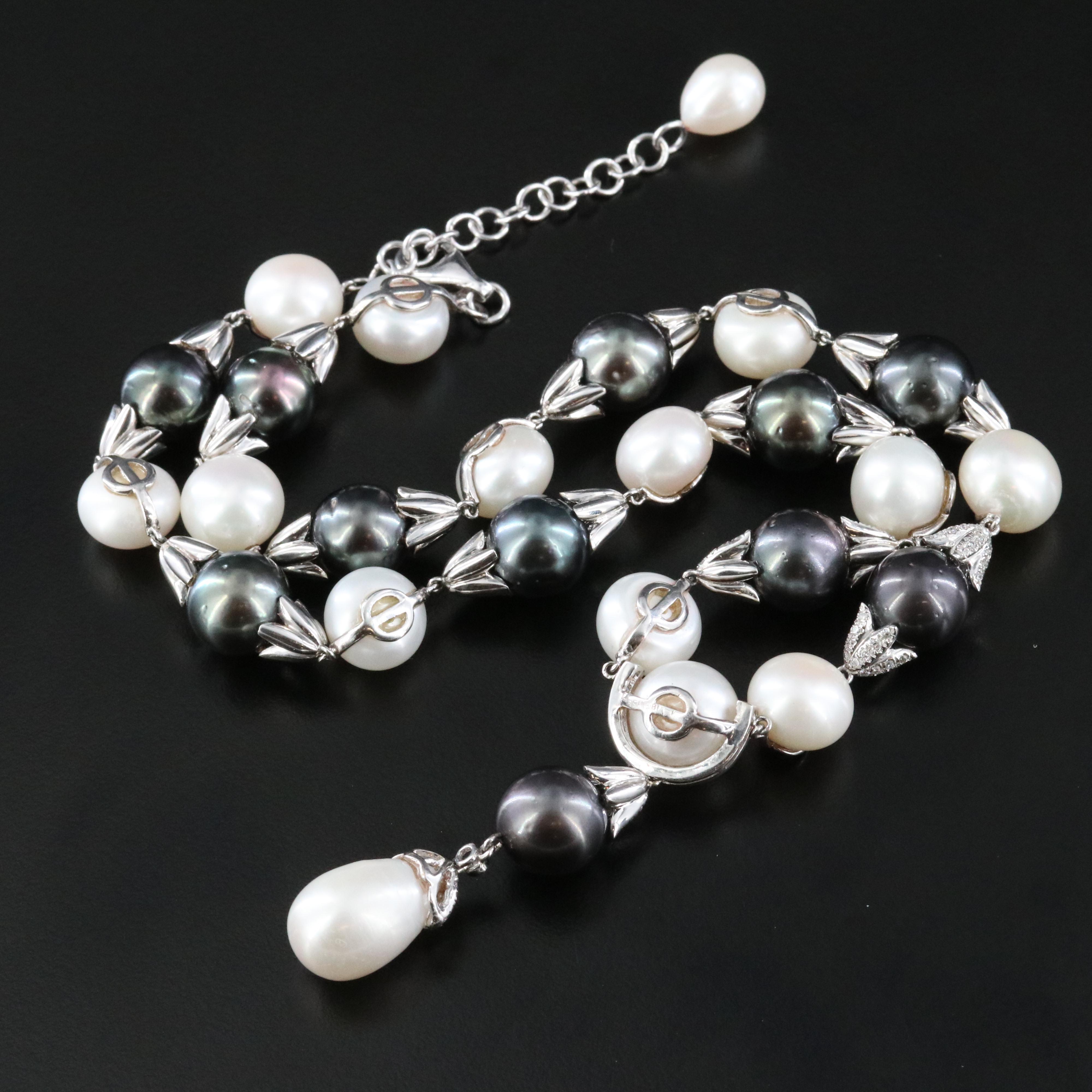 18K Pearl and Diamond Necklace with GIA Report