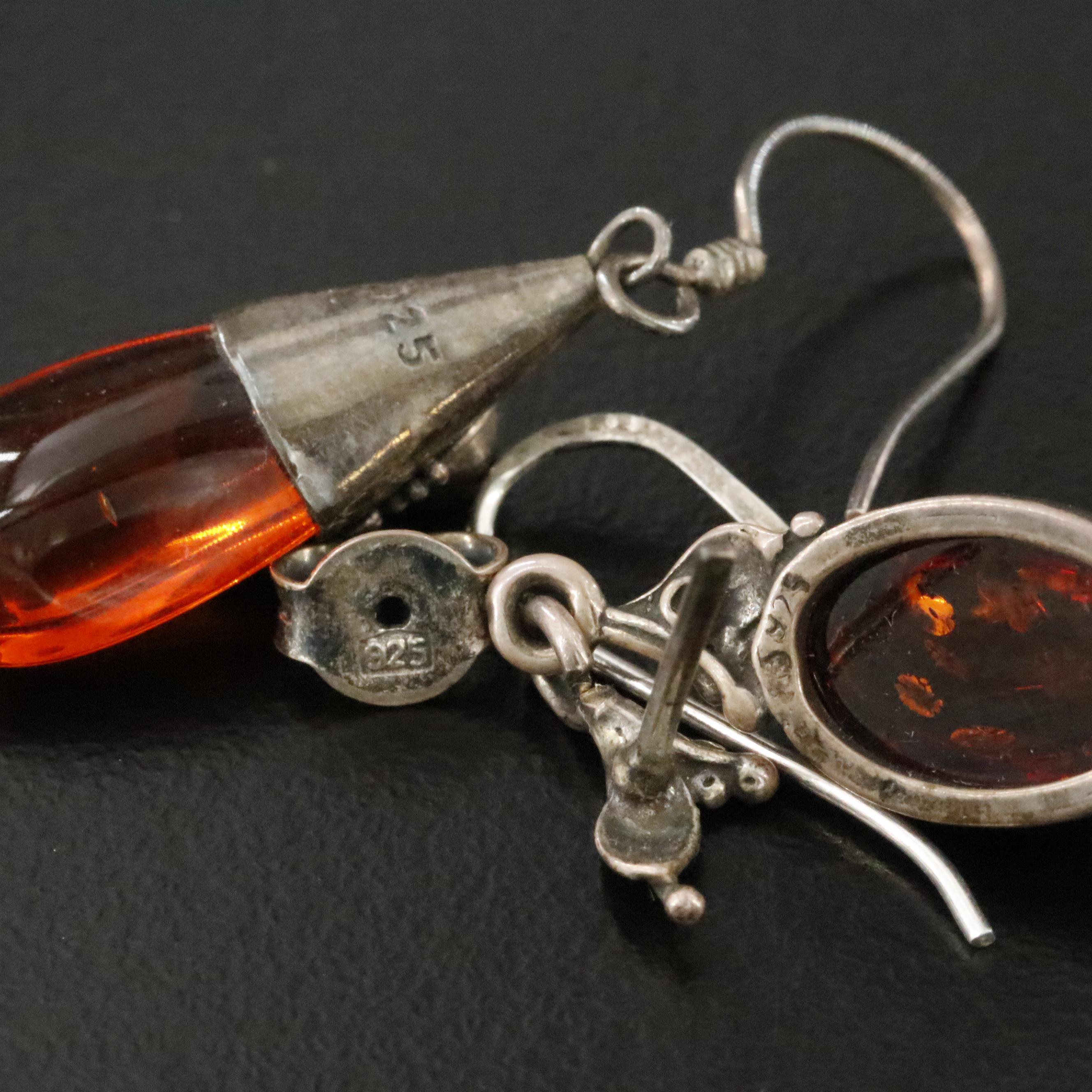 Sterling Earrings Featuring Amber, Tourmaline, and Peridot