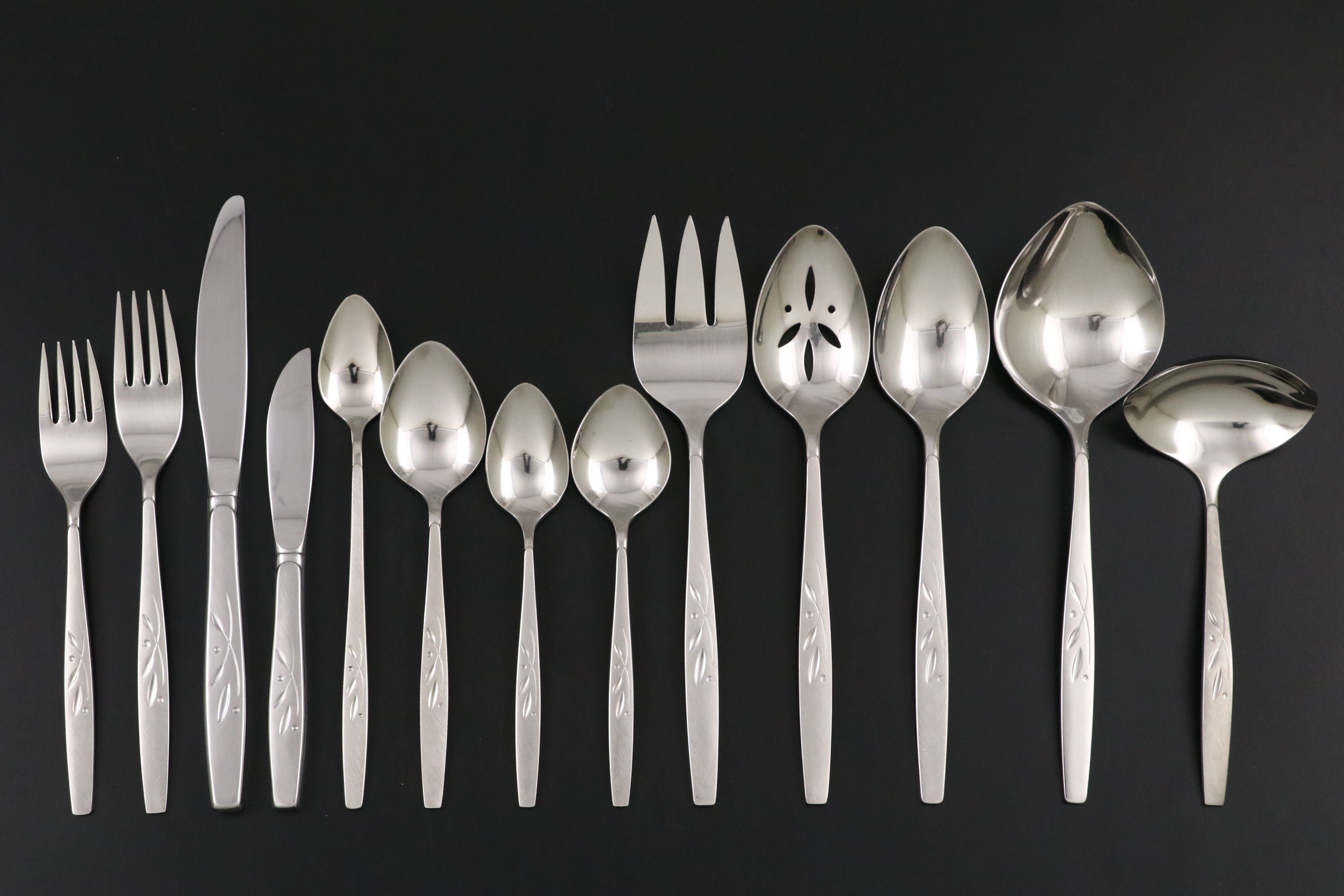 Oneida "Will o' Wisp" Stainless Steel Flatware, Late 20th Century