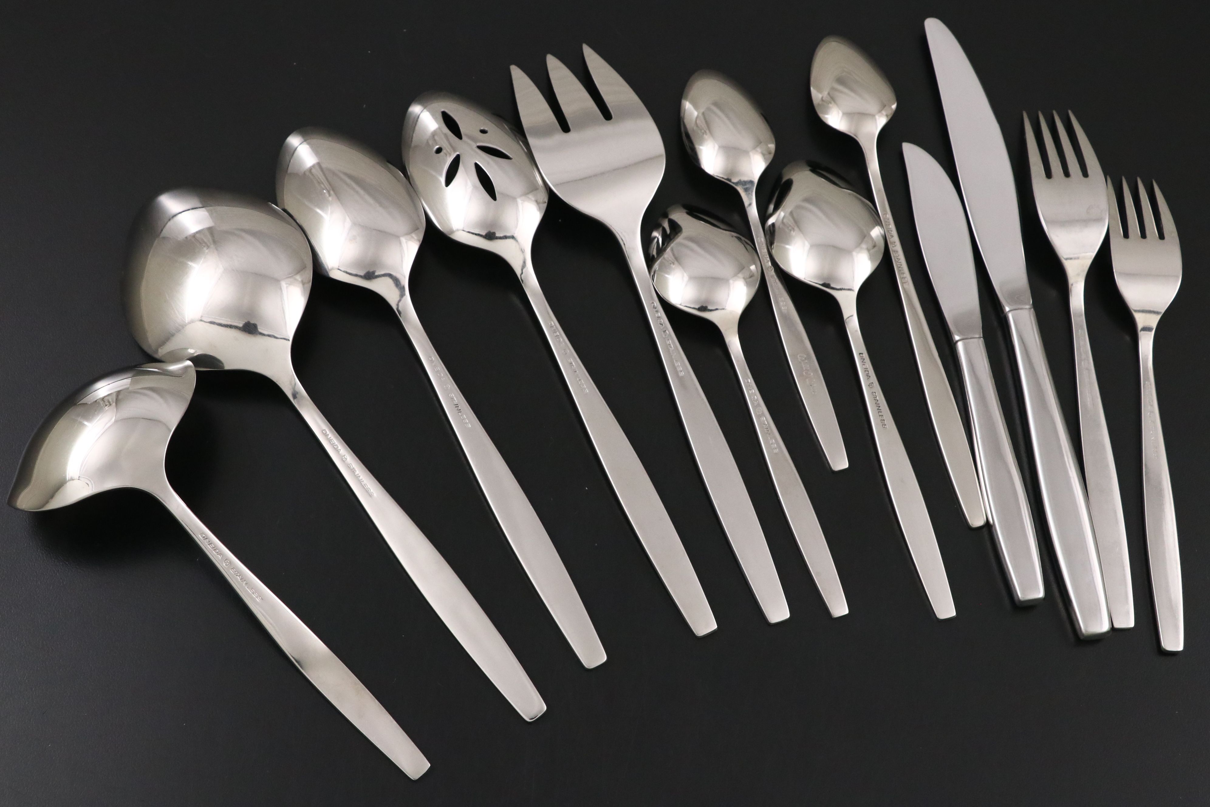 Oneida "Will o' Wisp" Stainless Steel Flatware, Late 20th Century
