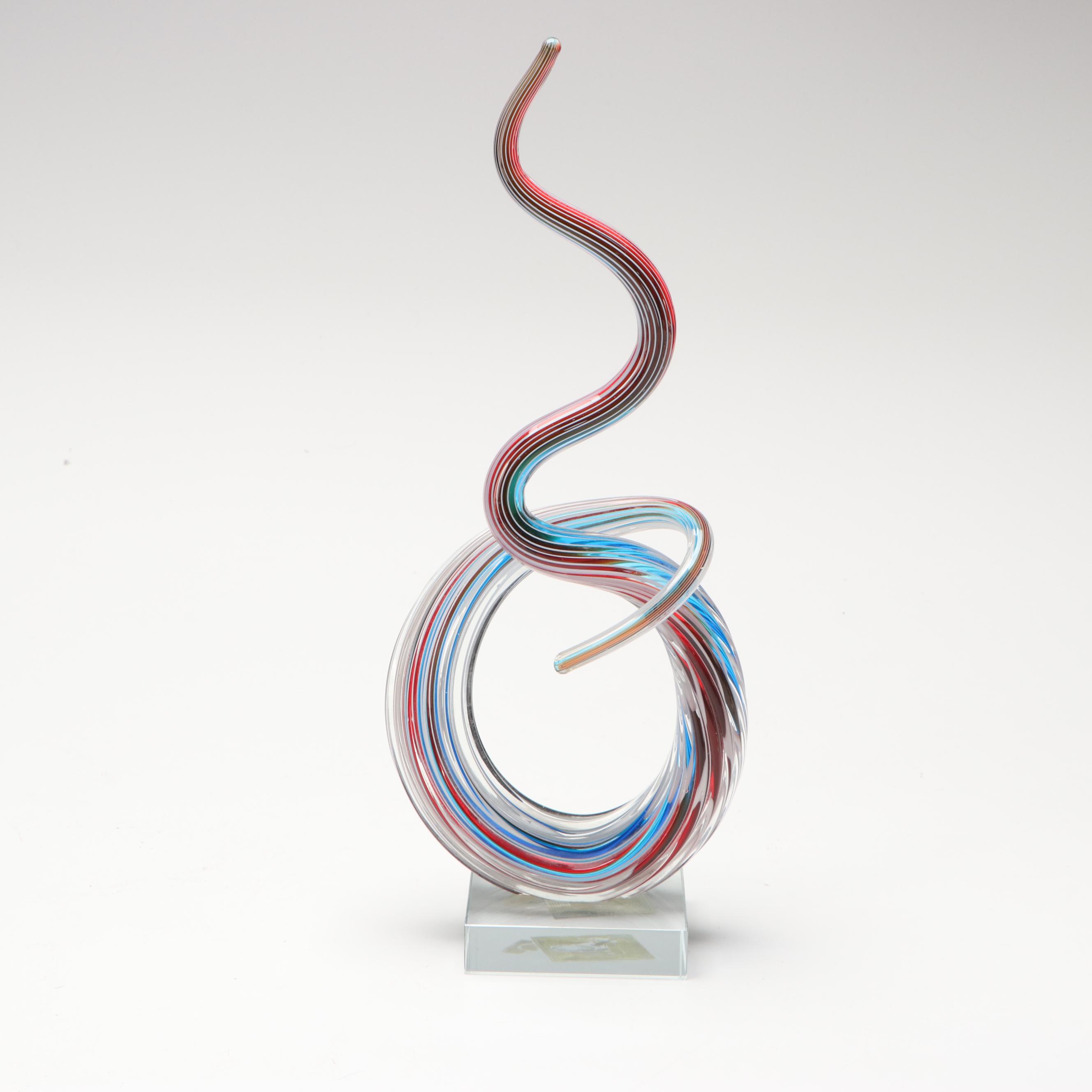 Murano Filigrana Love Knot with Sommerso Teardrop Sculptures