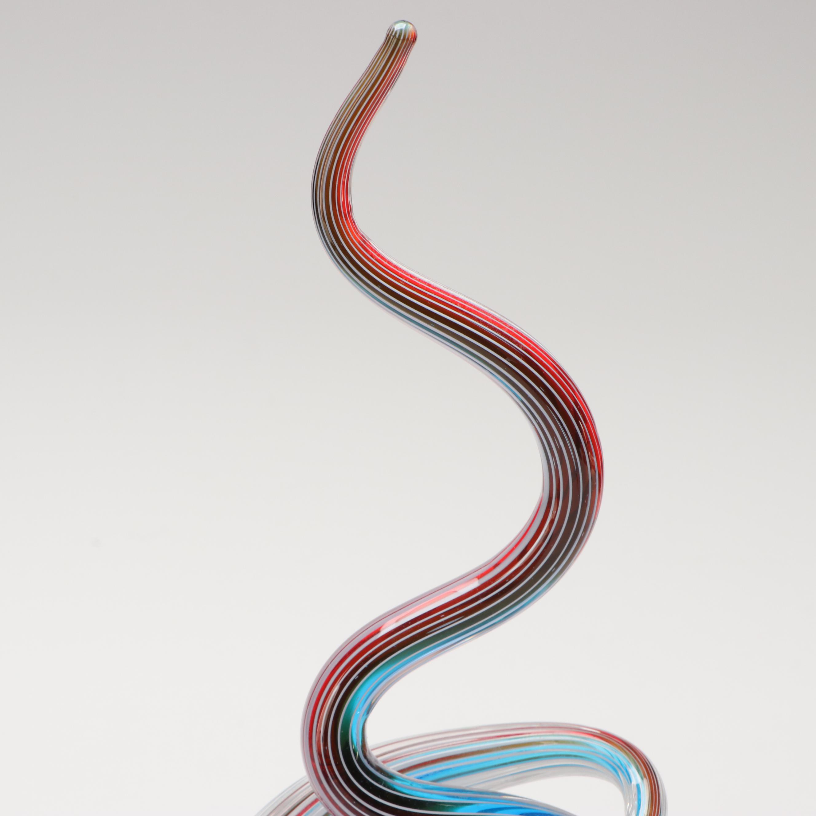 Murano Filigrana Love Knot with Sommerso Teardrop Sculptures