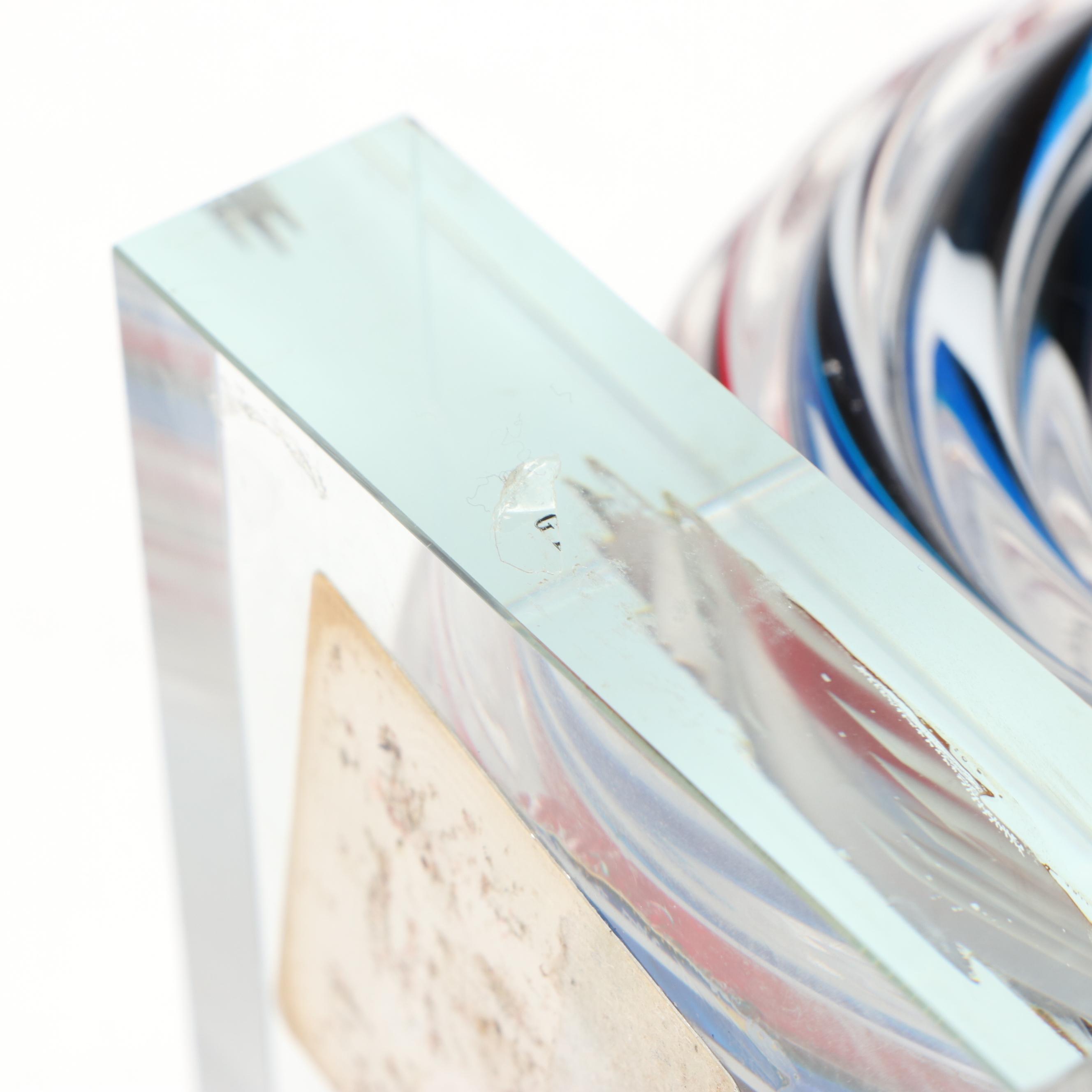 Murano Filigrana Love Knot with Sommerso Teardrop Sculptures