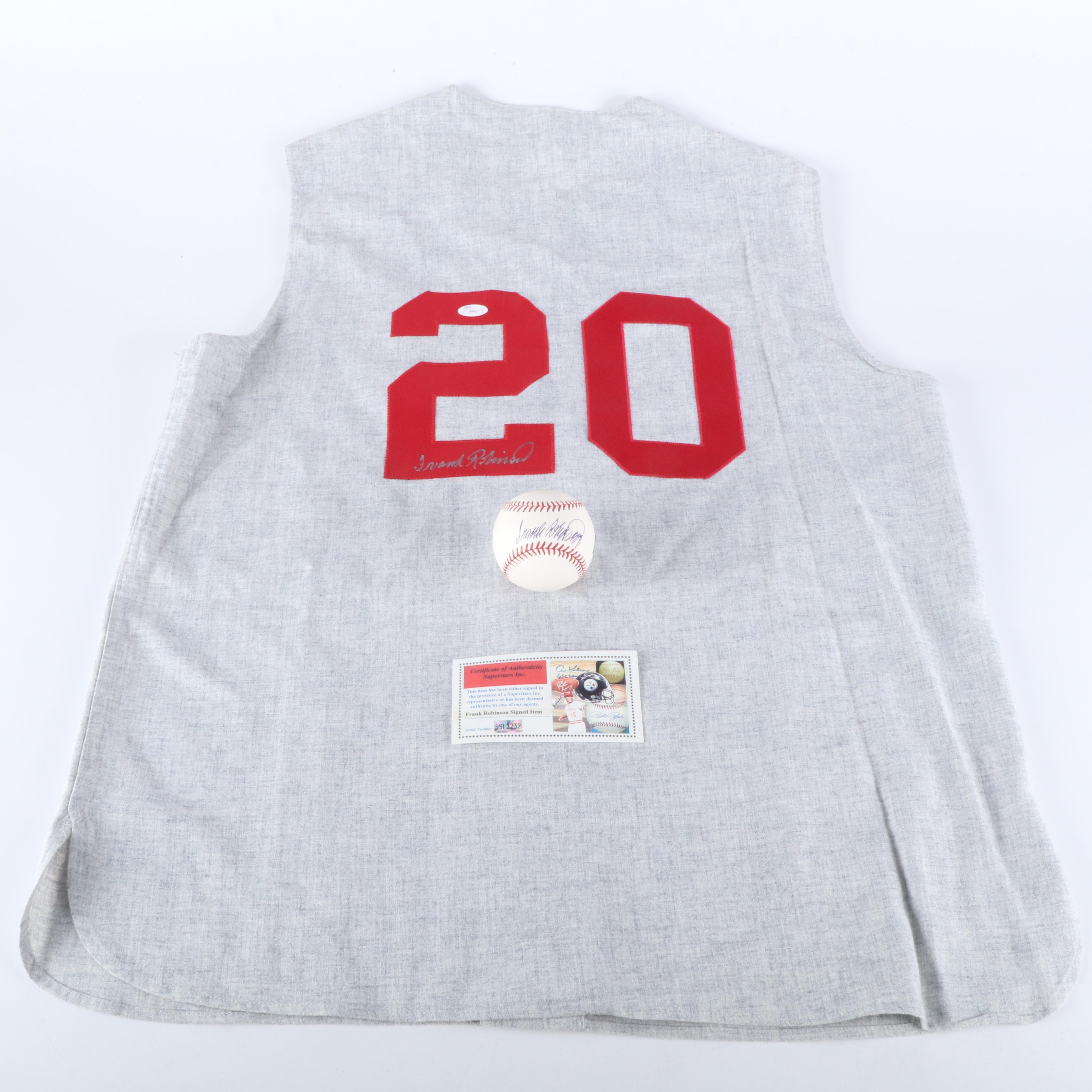 Frank Robinson Signed Cincinnati Reds Jersey and Rawlings Official Baseball