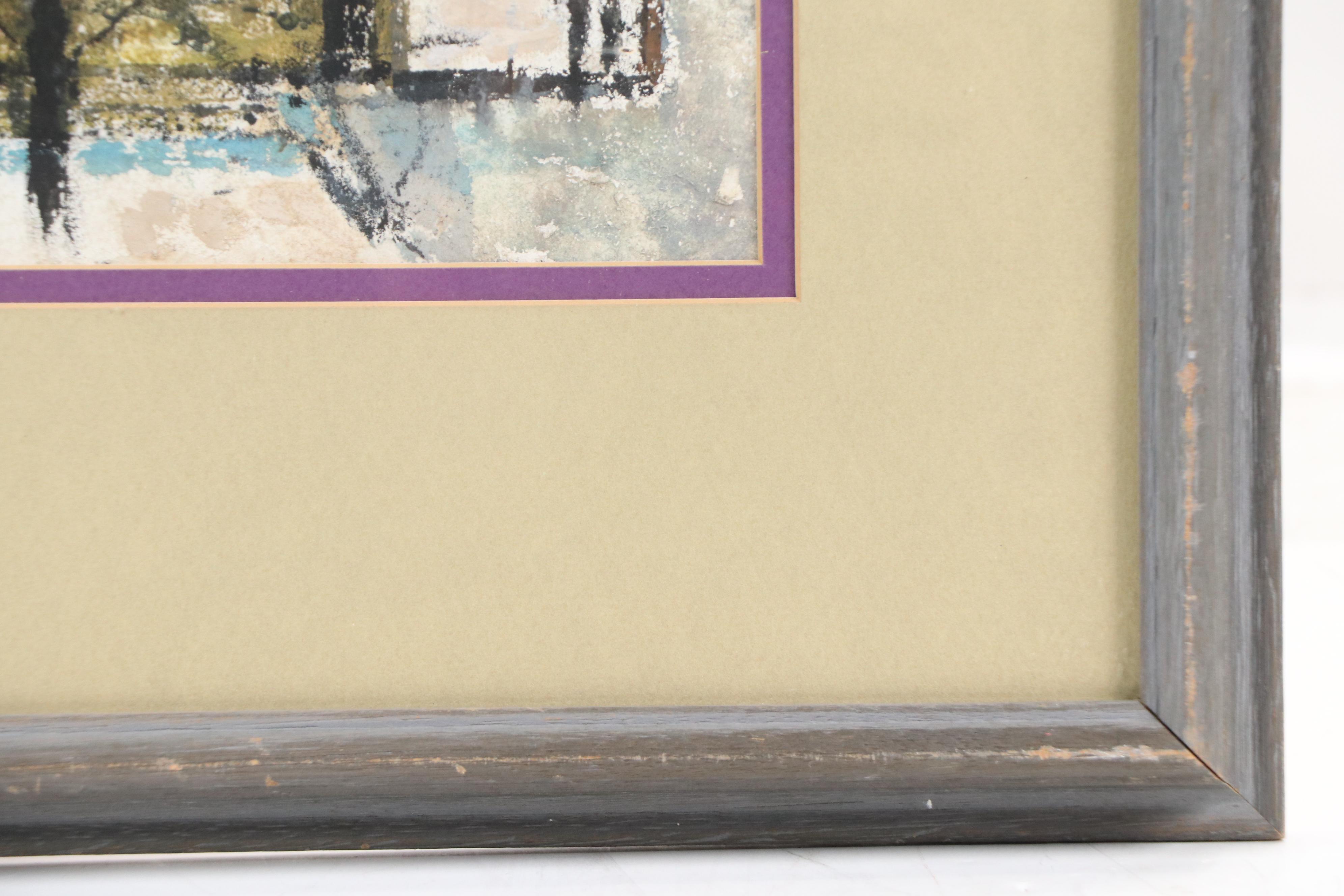 László Bencze Landscape Pastel Drawing of Neighborhood Scene, 20th Century