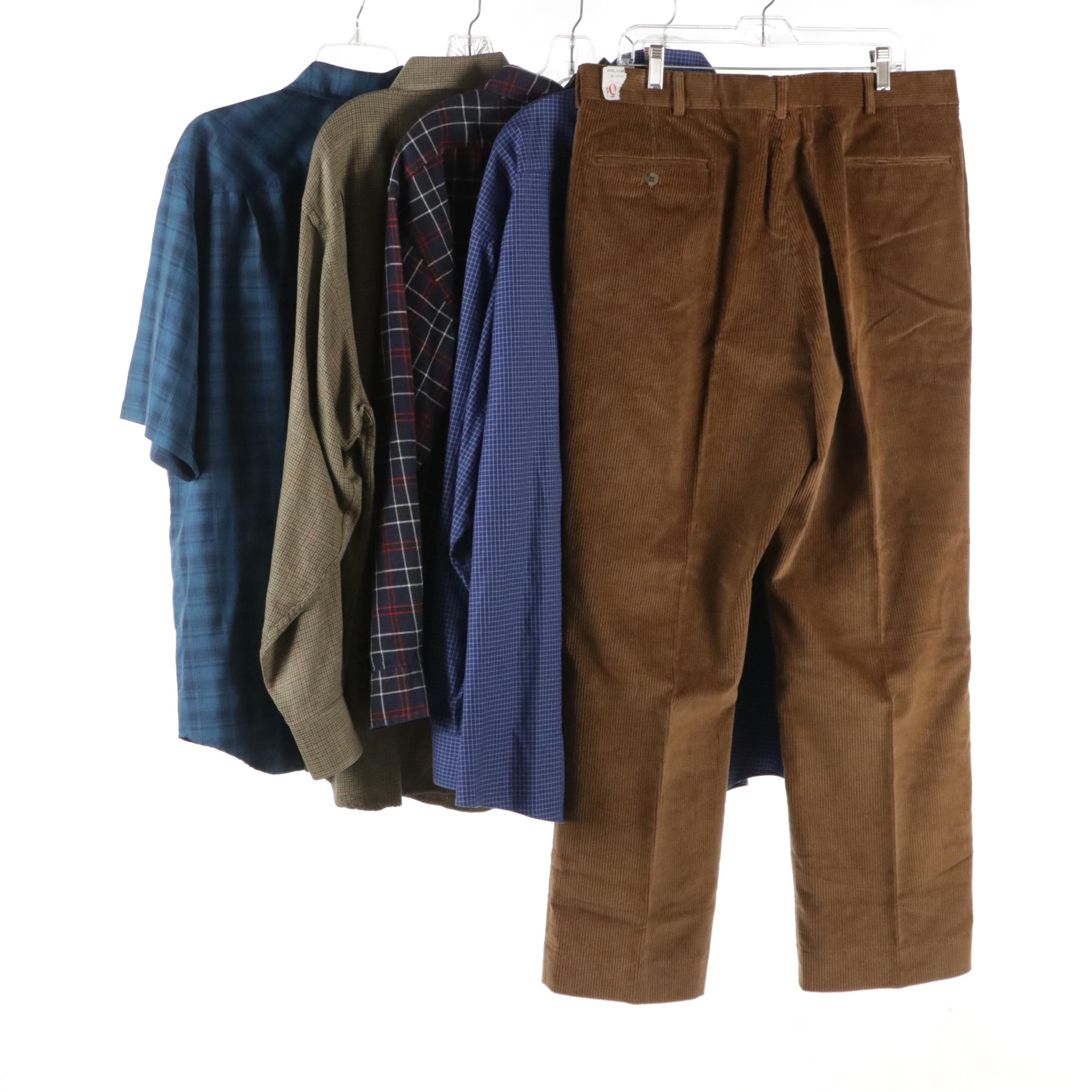Orvis Silk/Wool Blend and Cotton Button-Up Shirts and Brown Corduroy Pants