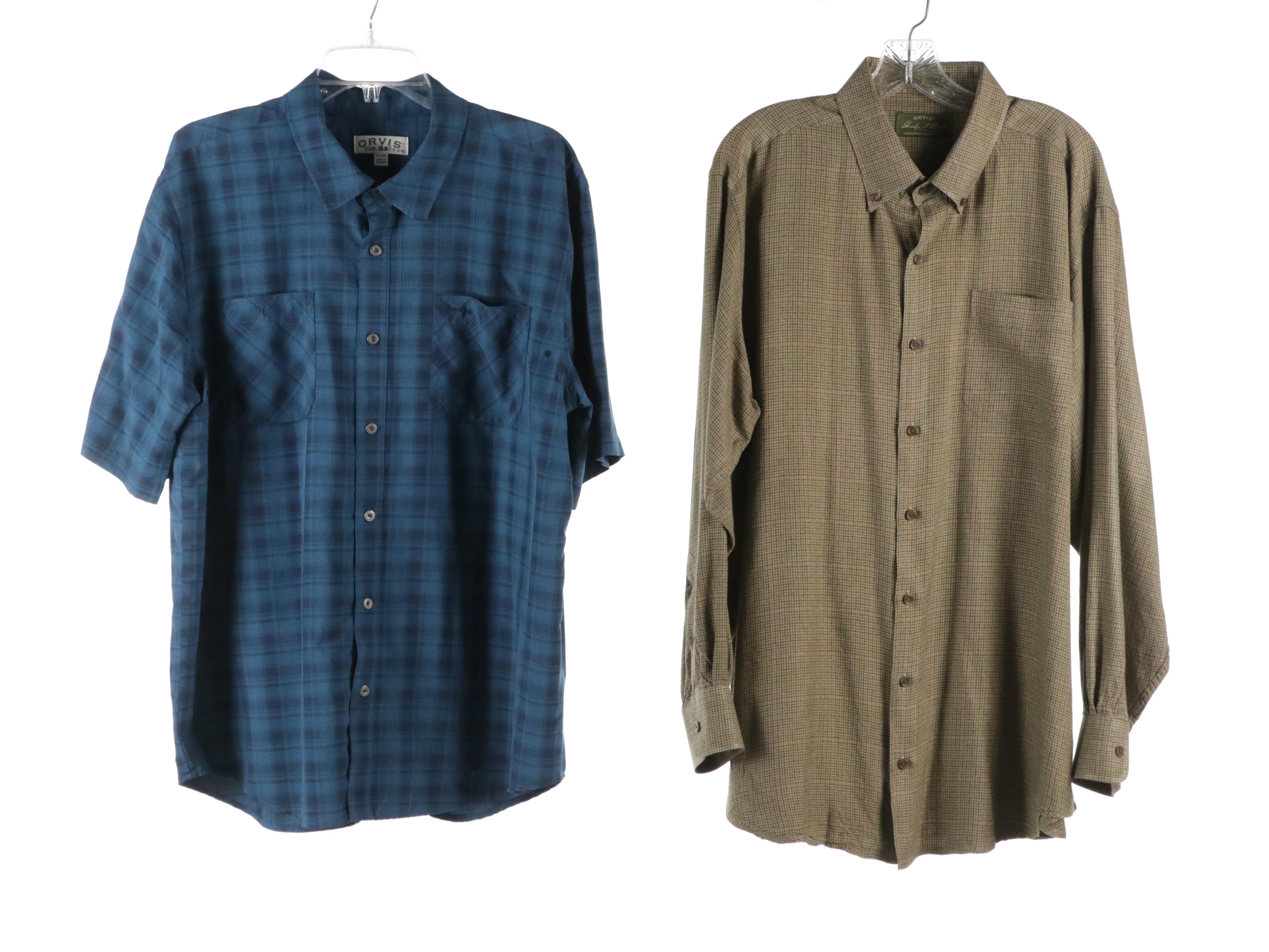 Orvis Silk/Wool Blend and Cotton Button-Up Shirts and Brown Corduroy Pants