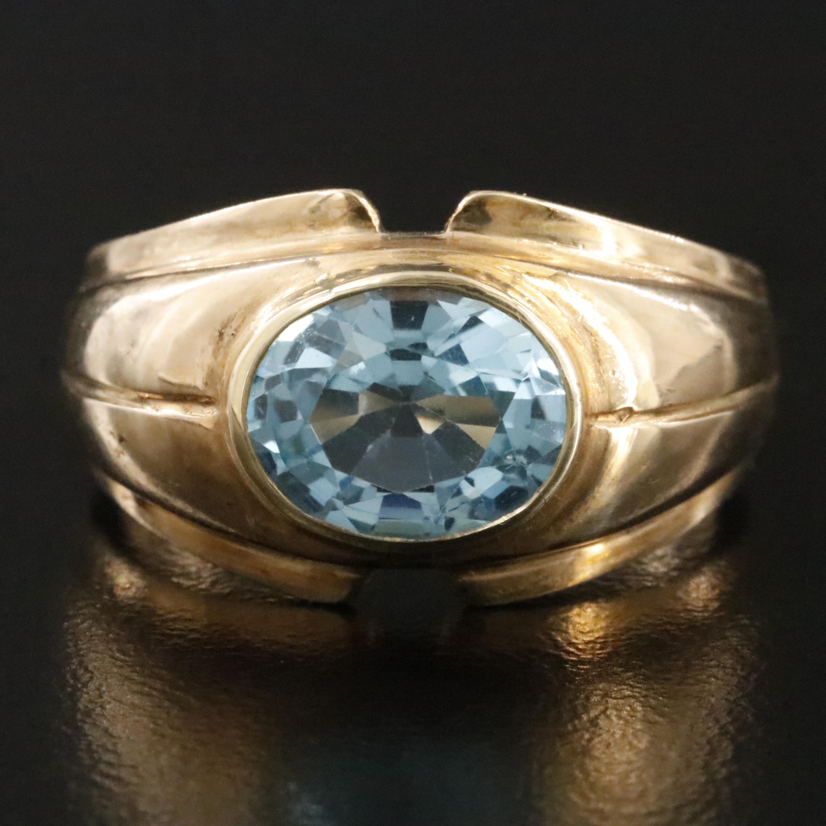 Vintage 10K Swiss Blue Topaz Band