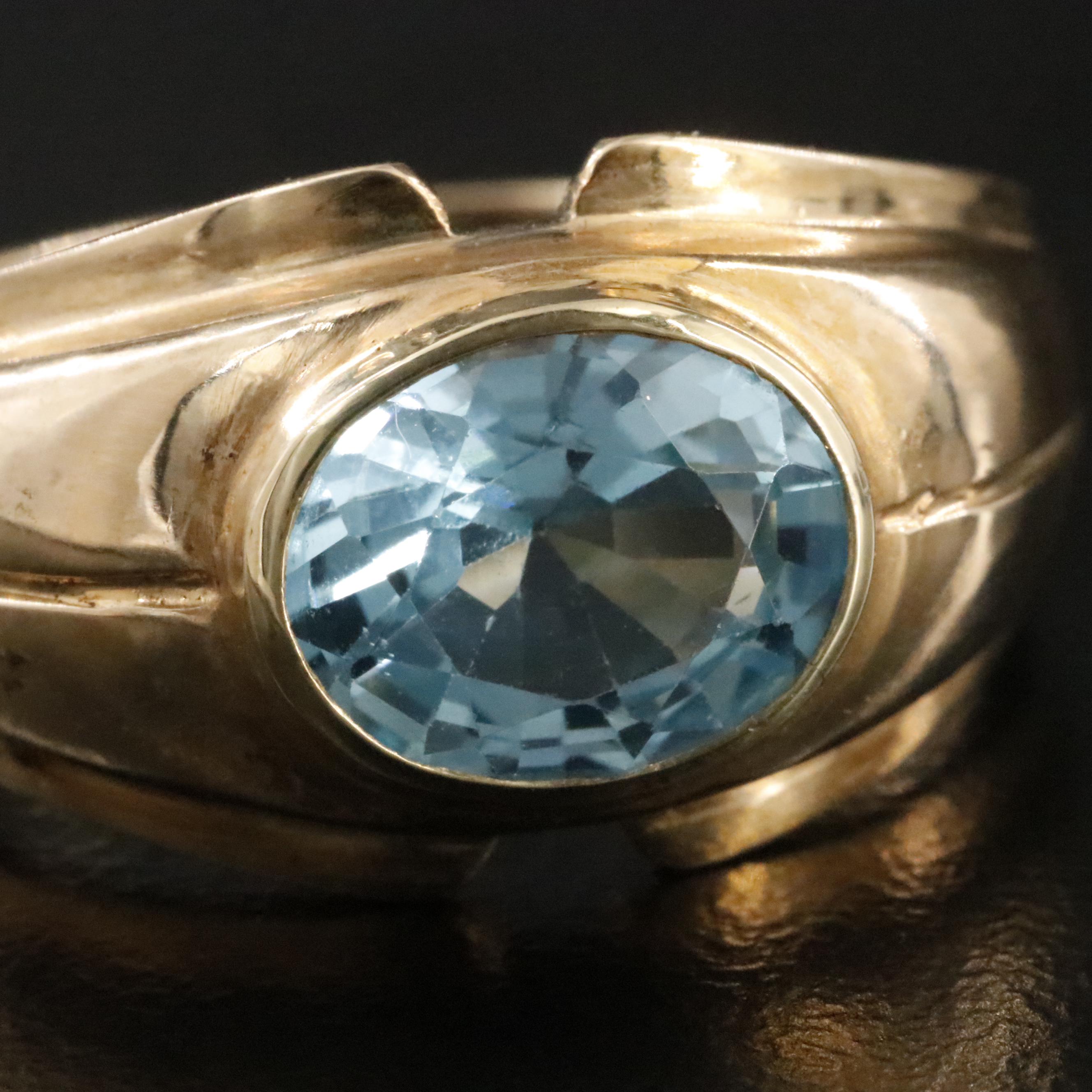 Vintage 10K Swiss Blue Topaz Band