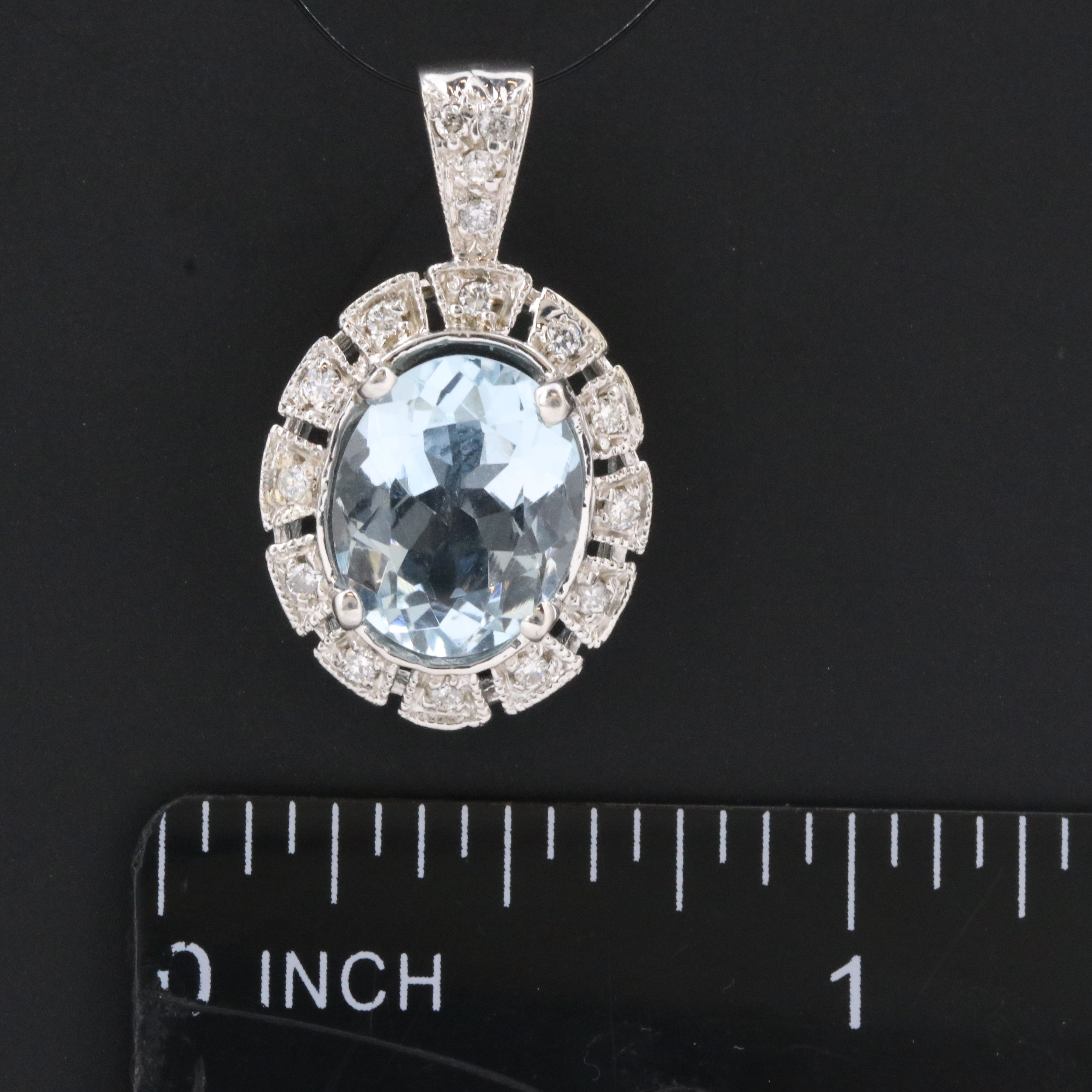14K Aquamarine and Diamond Pendant