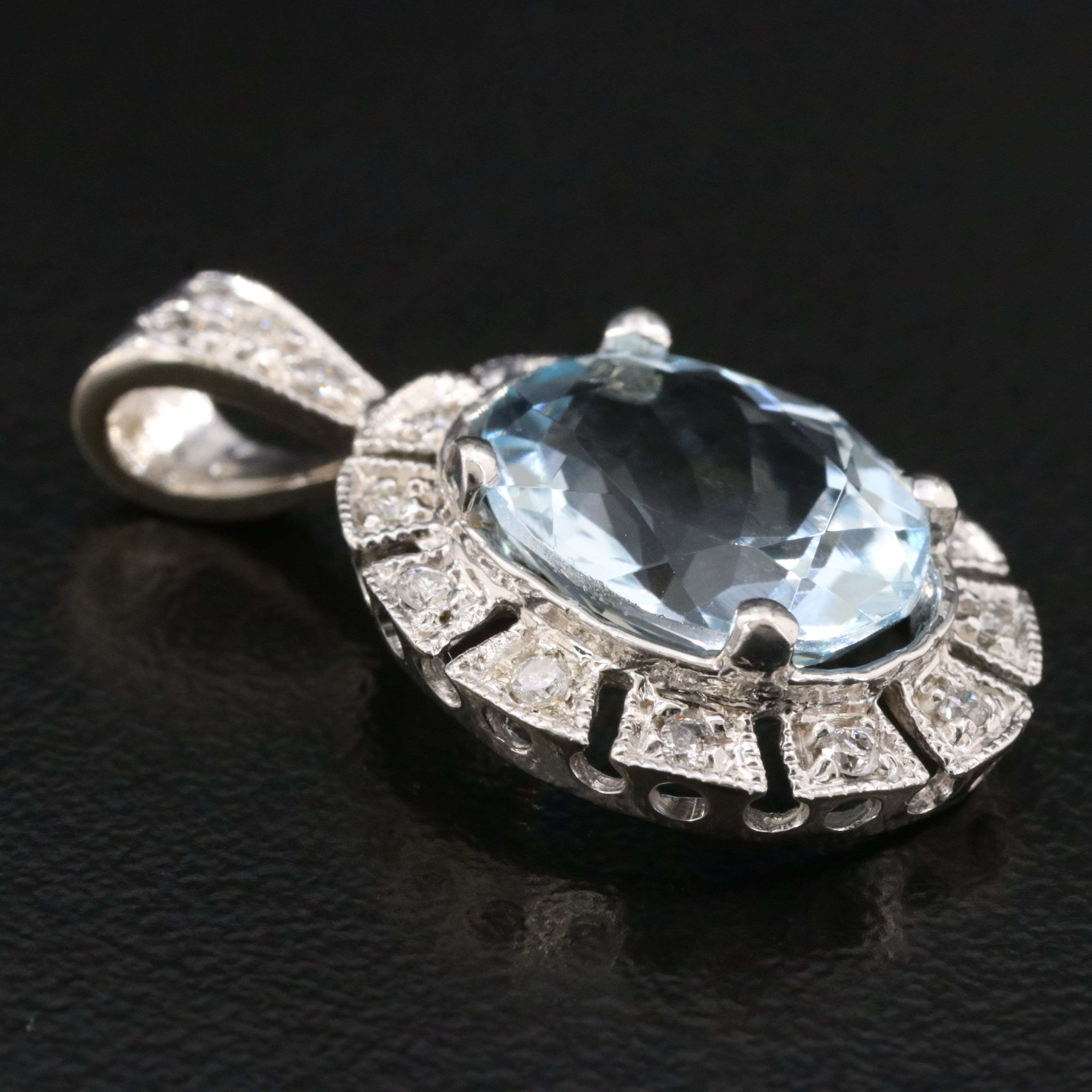 14K Aquamarine and Diamond Pendant
