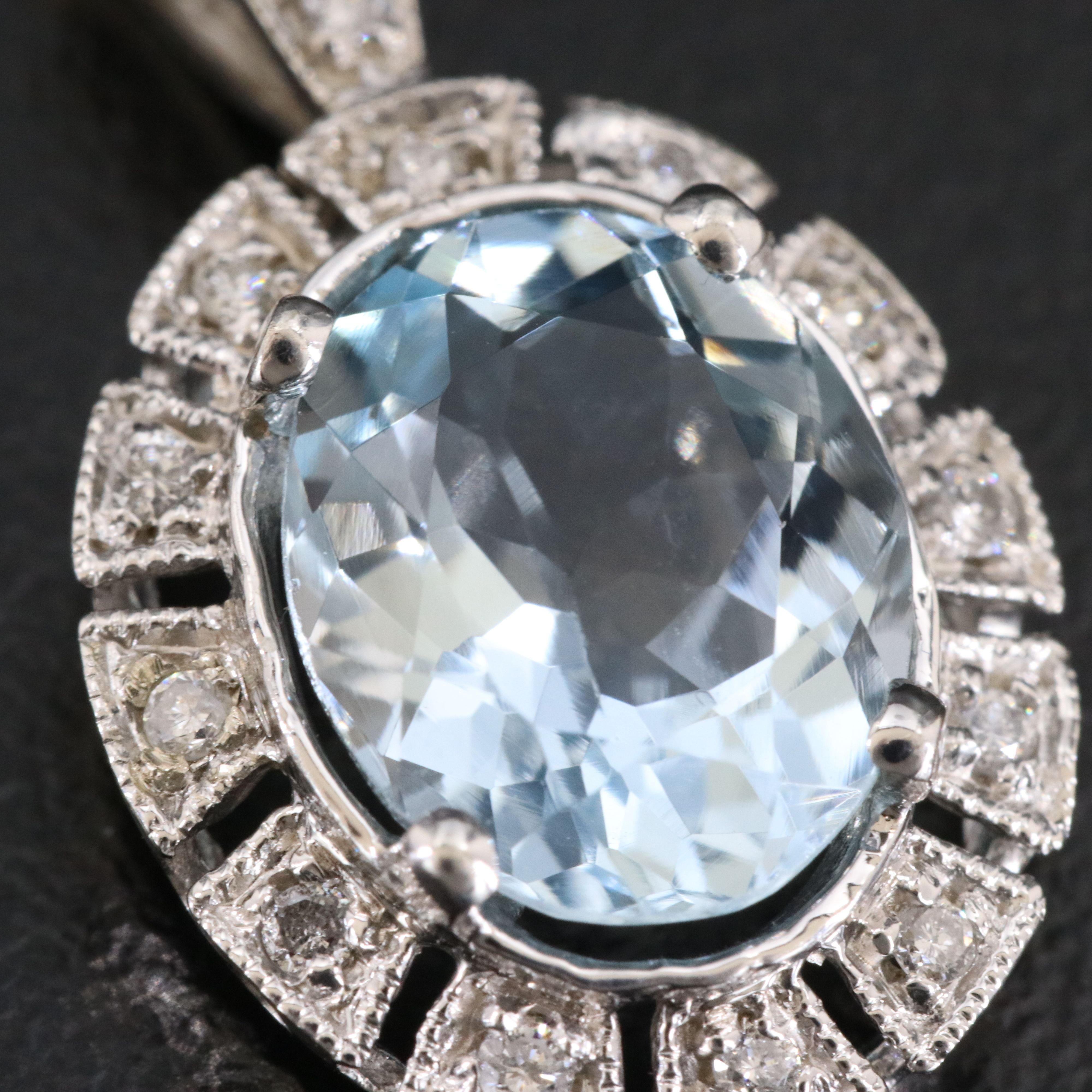 14K Aquamarine and Diamond Pendant