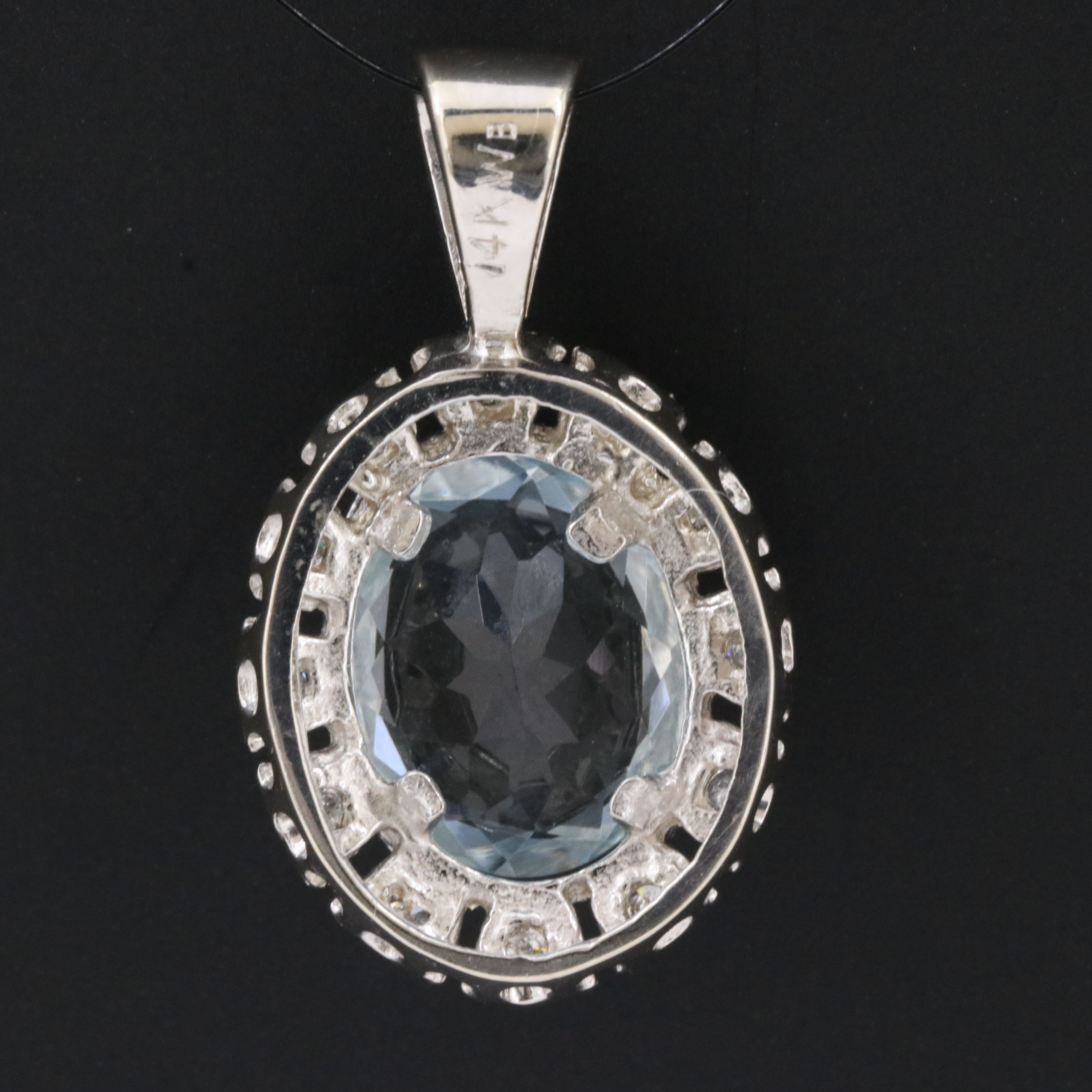 14K Aquamarine and Diamond Pendant