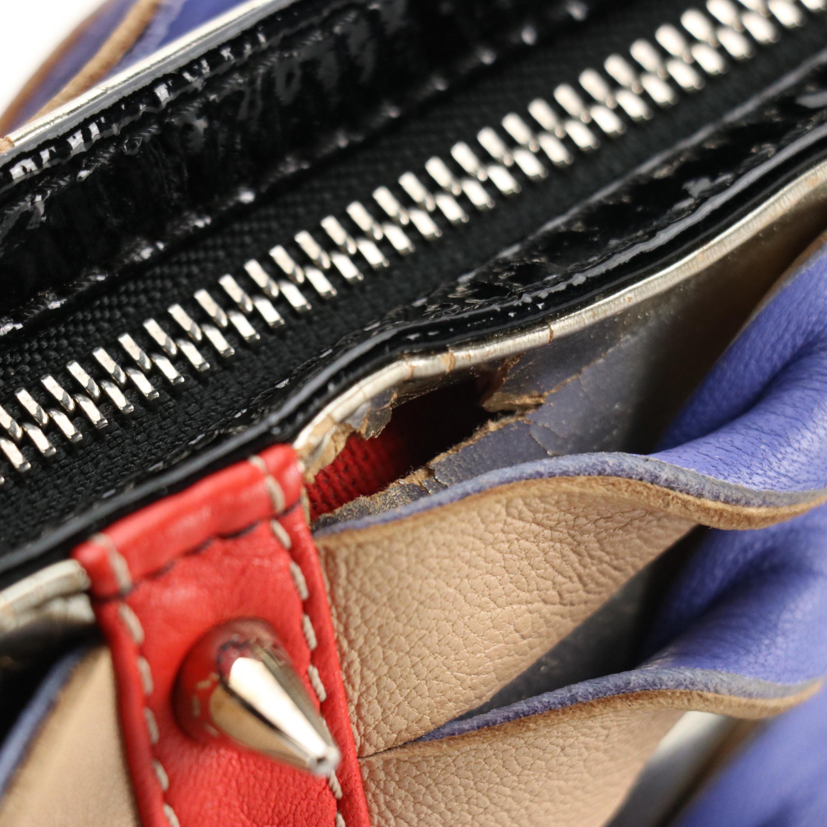 Christian Louboutin "Talita" Clutch in Spike Studded Twist Leather & Patent Trim