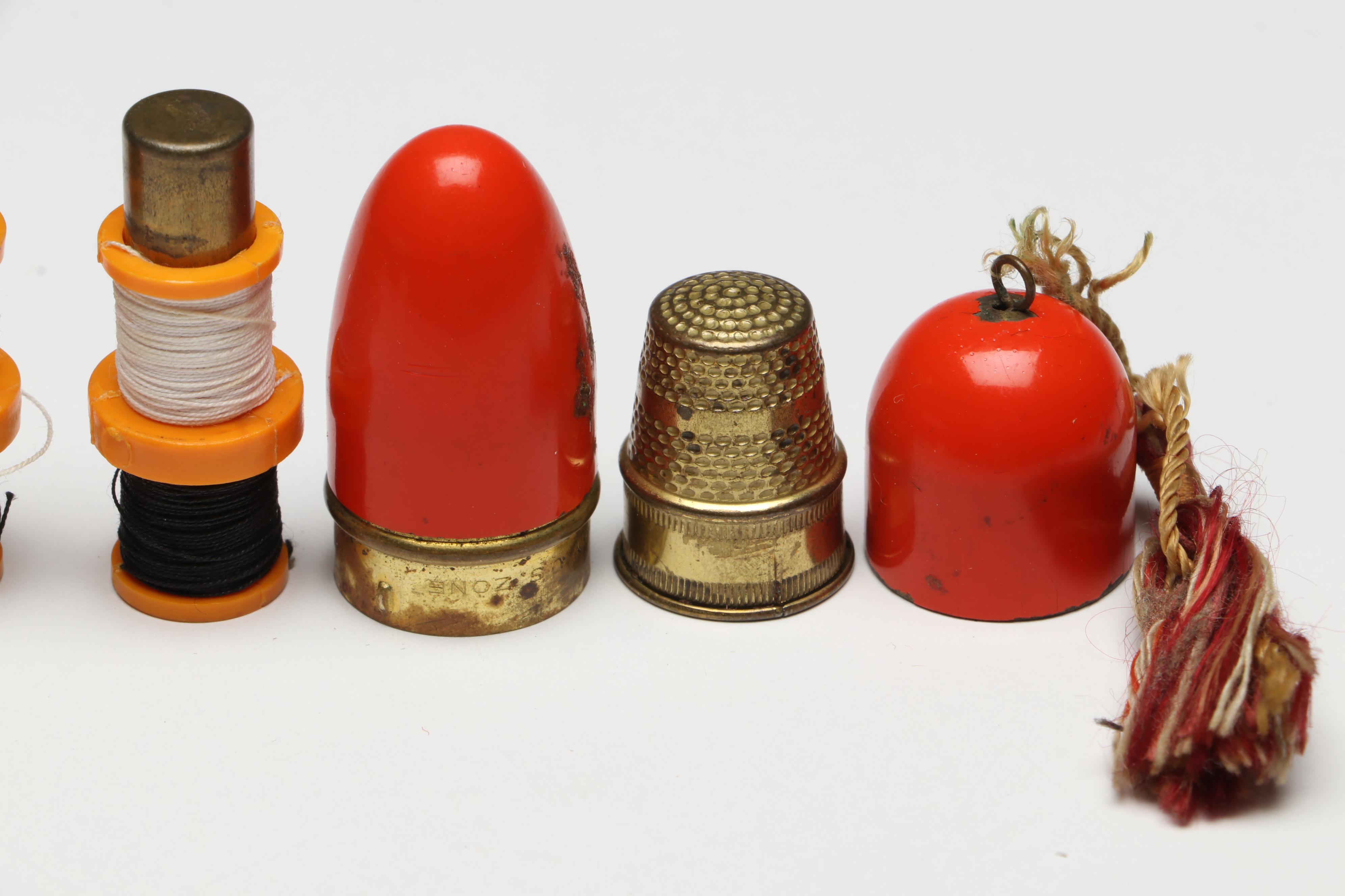 U.S. Zone Germany Enameled Brass Travel Sewing Kits, 1945-1949