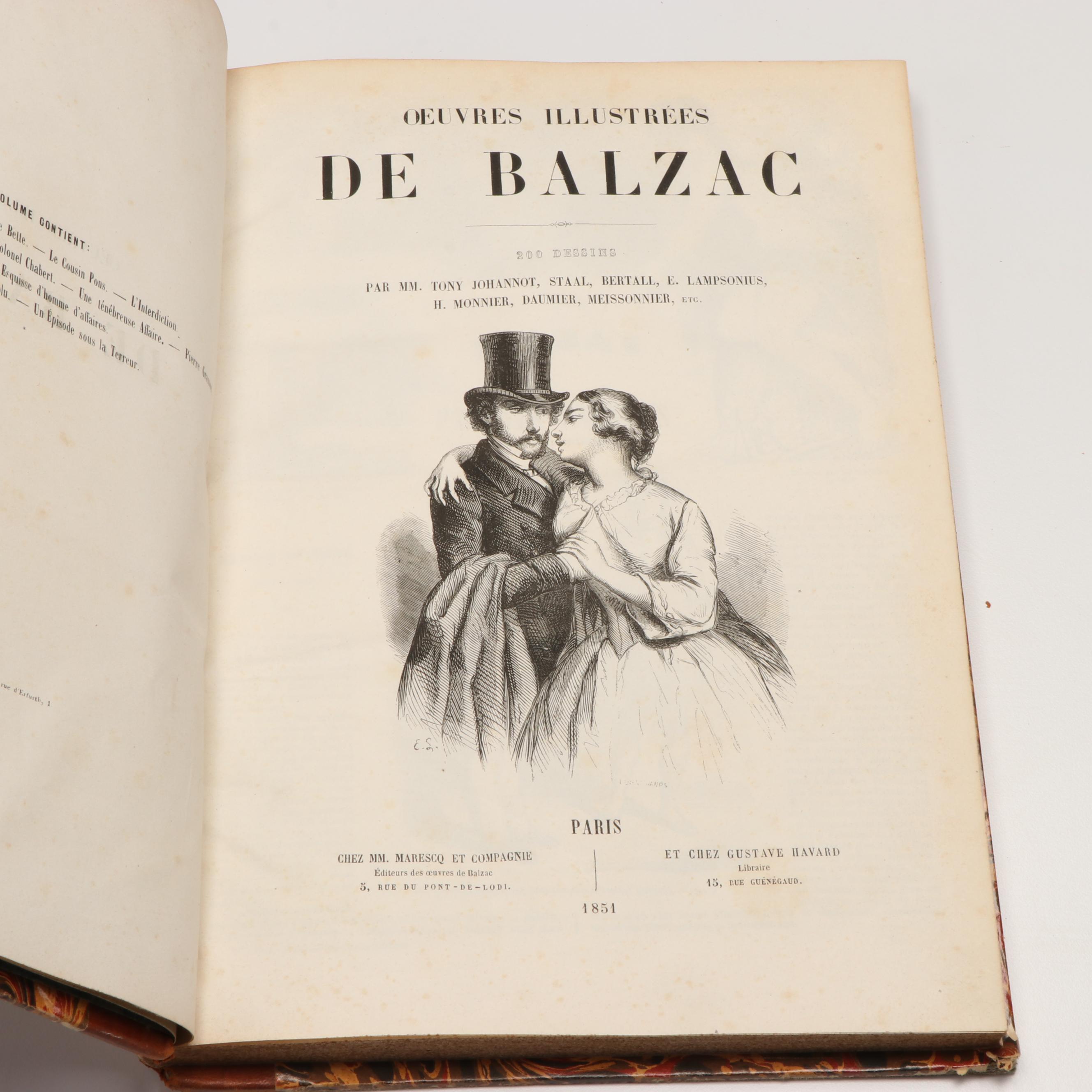 Illustrated "Complete Works of Honoré de Balzac" French Ten-Volume Set, 1851