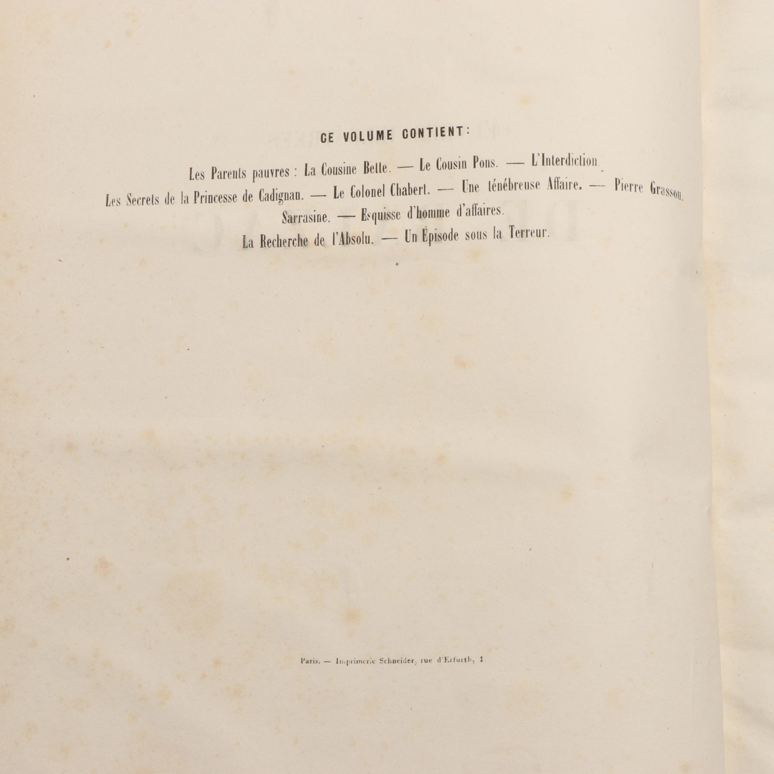Illustrated "Complete Works of Honoré de Balzac" French Ten-Volume Set, 1851