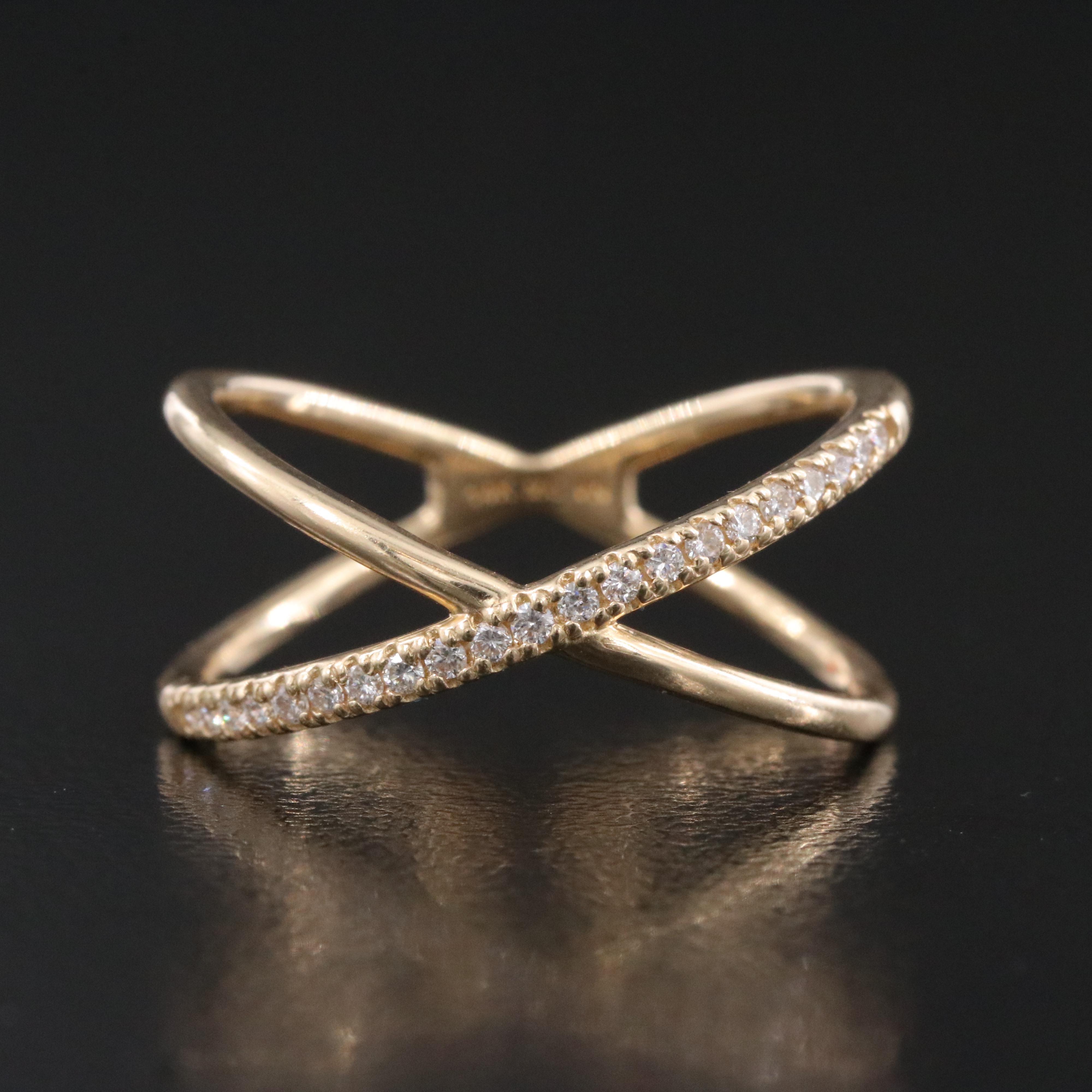 14K 0.13 CTW Lab Grown Diamond Crossover Ring