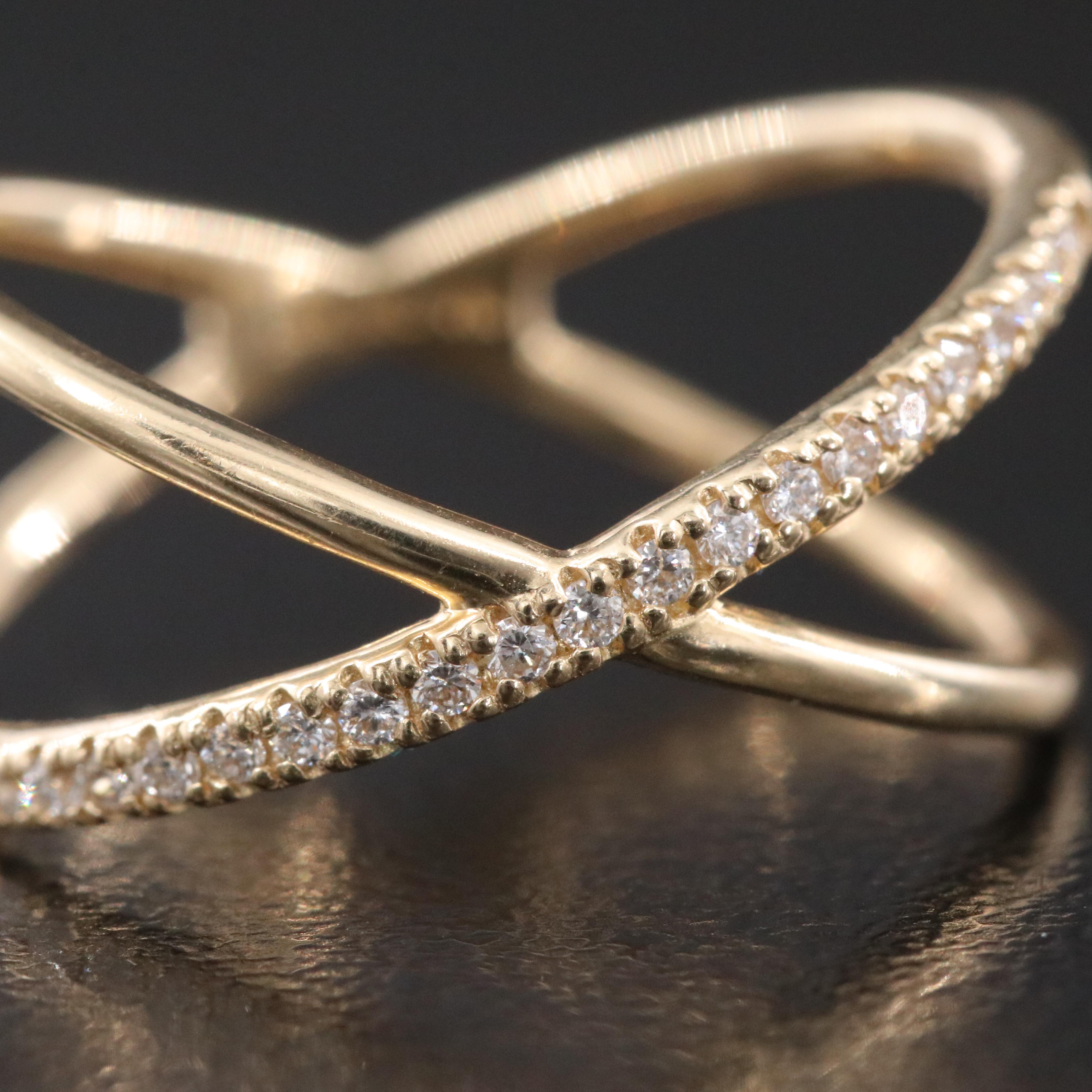 14K 0.13 CTW Lab Grown Diamond Crossover Ring