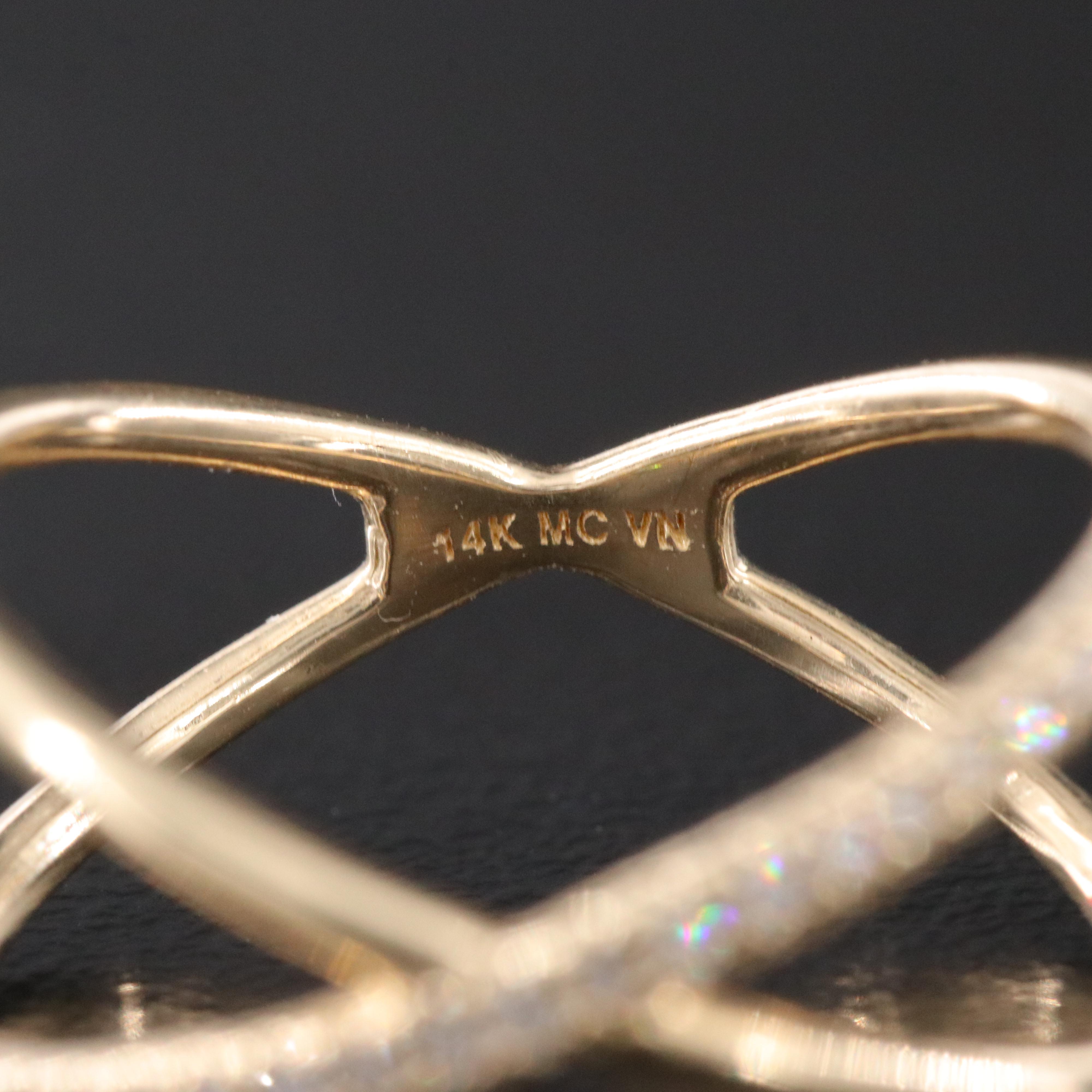 14K 0.13 CTW Lab Grown Diamond Crossover Ring