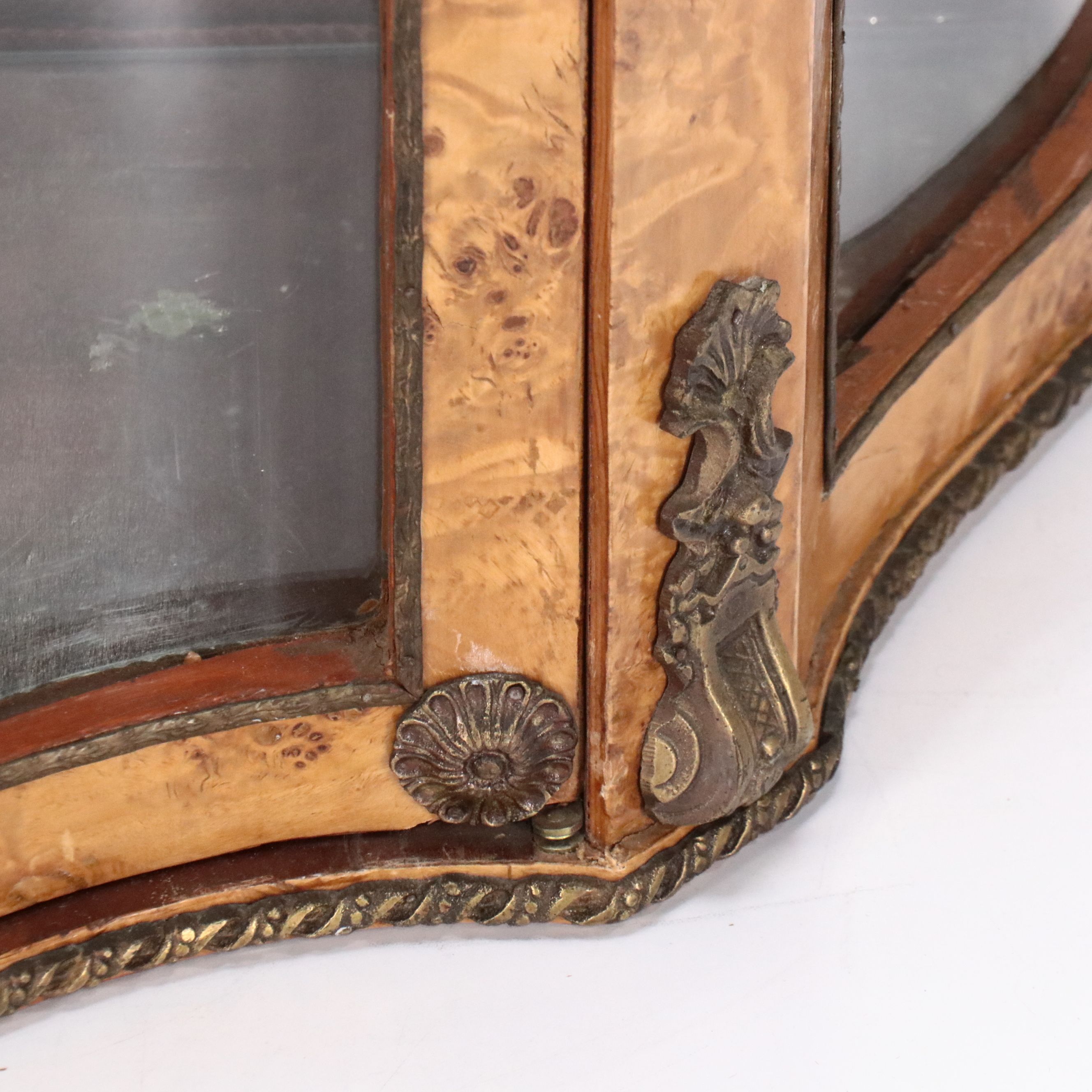 Italian Baroque Style Marquetry Inlaid and Ormolu Bird's-Eye Maple Vitrine