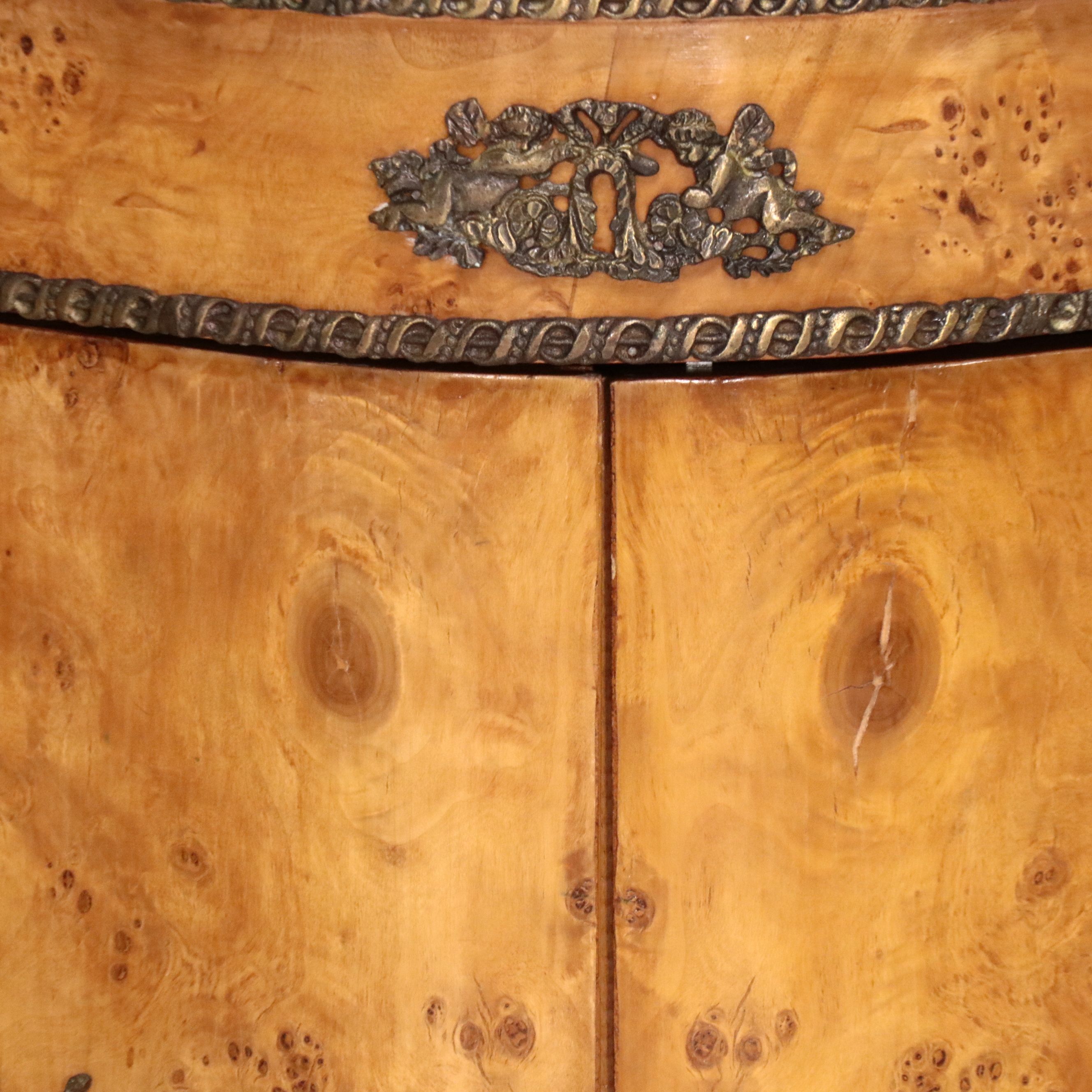 Italian Baroque Style Marquetry Inlaid and Ormolu Bird's-Eye Maple Vitrine