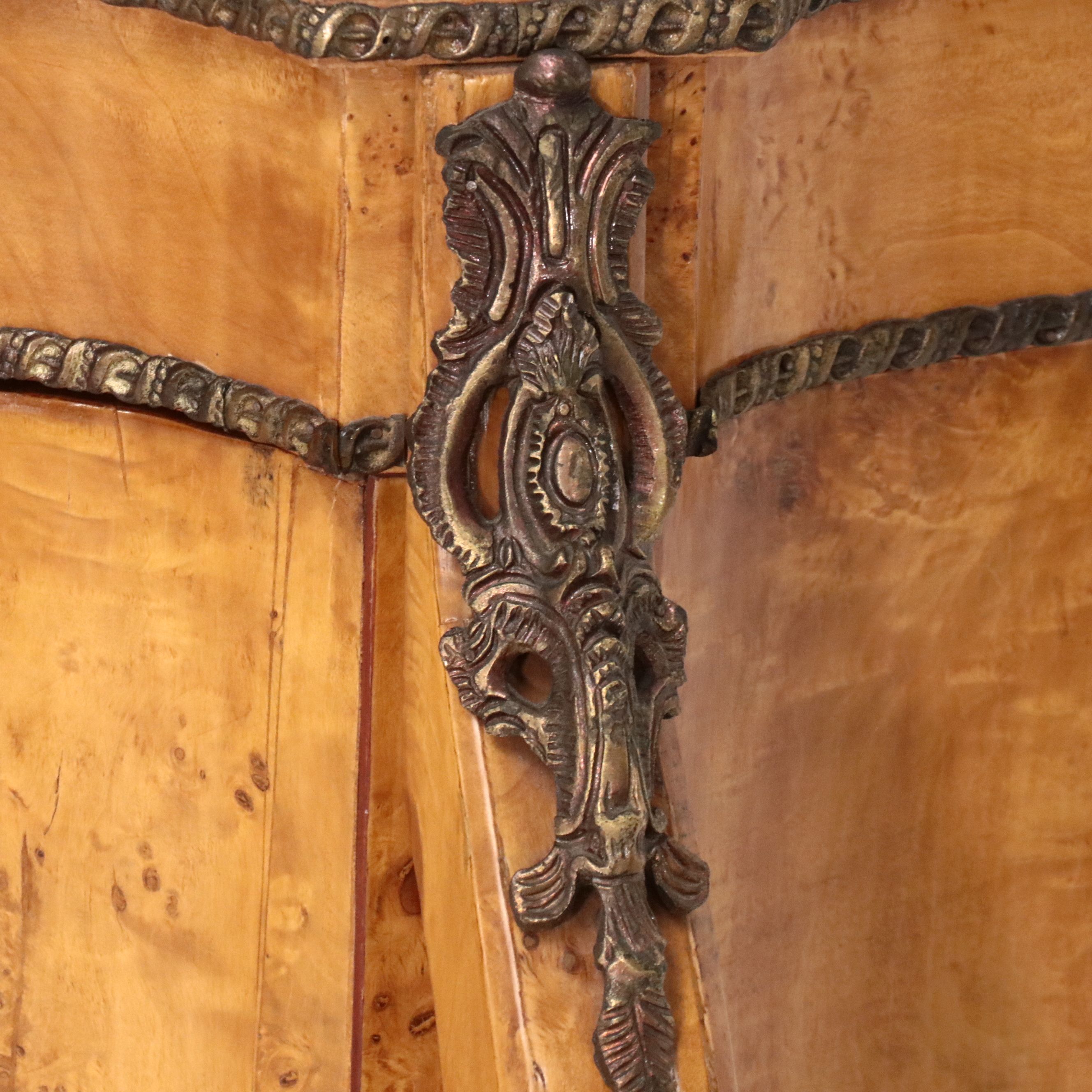 Italian Baroque Style Marquetry Inlaid and Ormolu Bird's-Eye Maple Vitrine