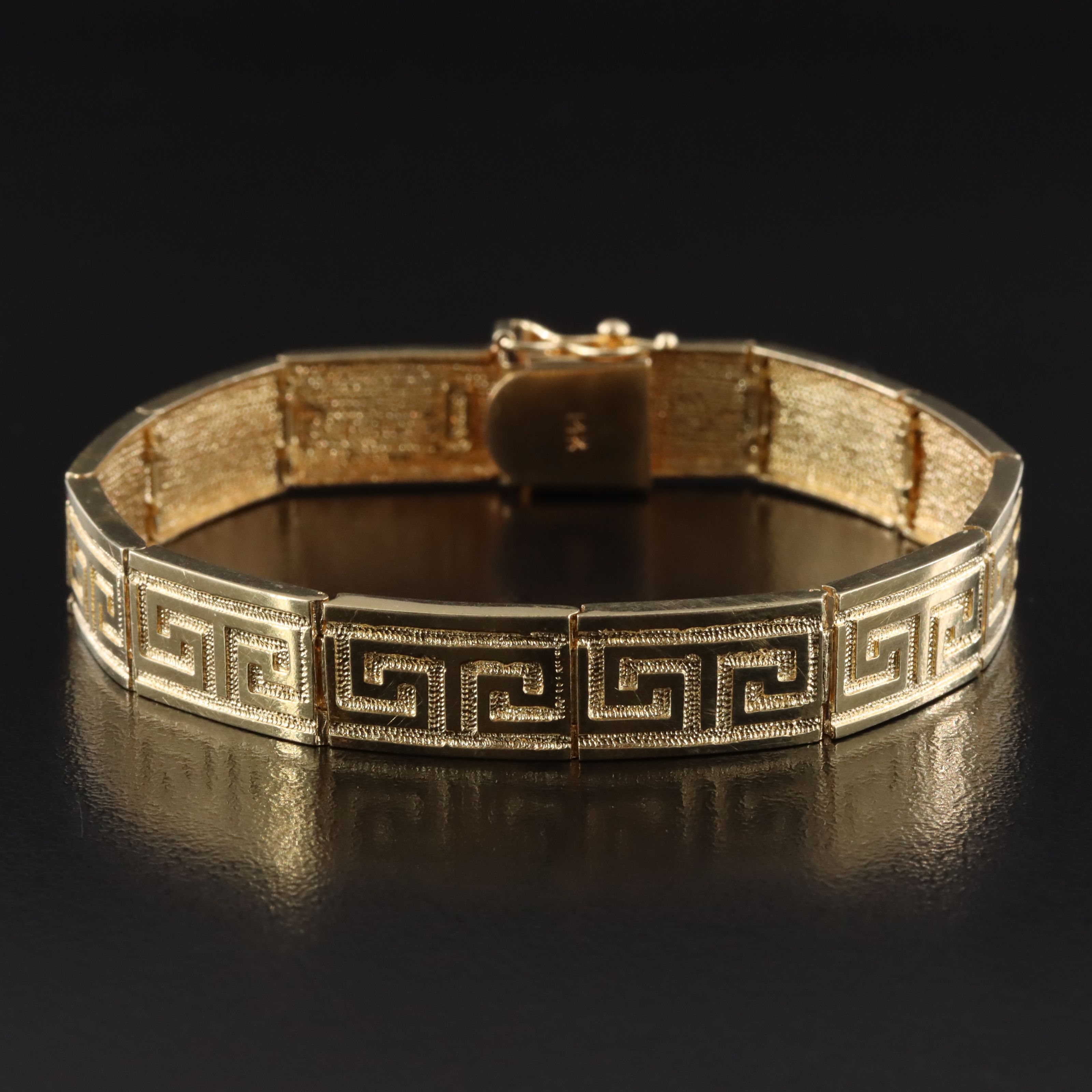 14K Greek Key Panel Bracelet