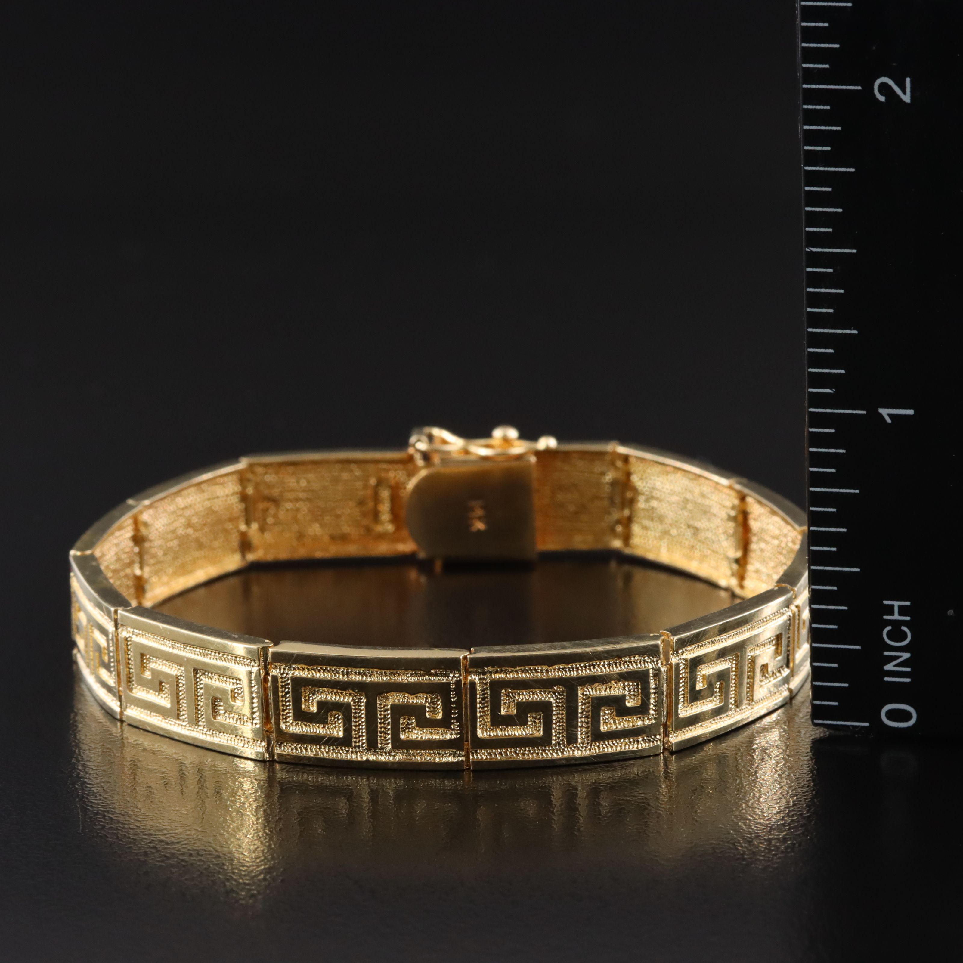 14K Greek Key Panel Bracelet