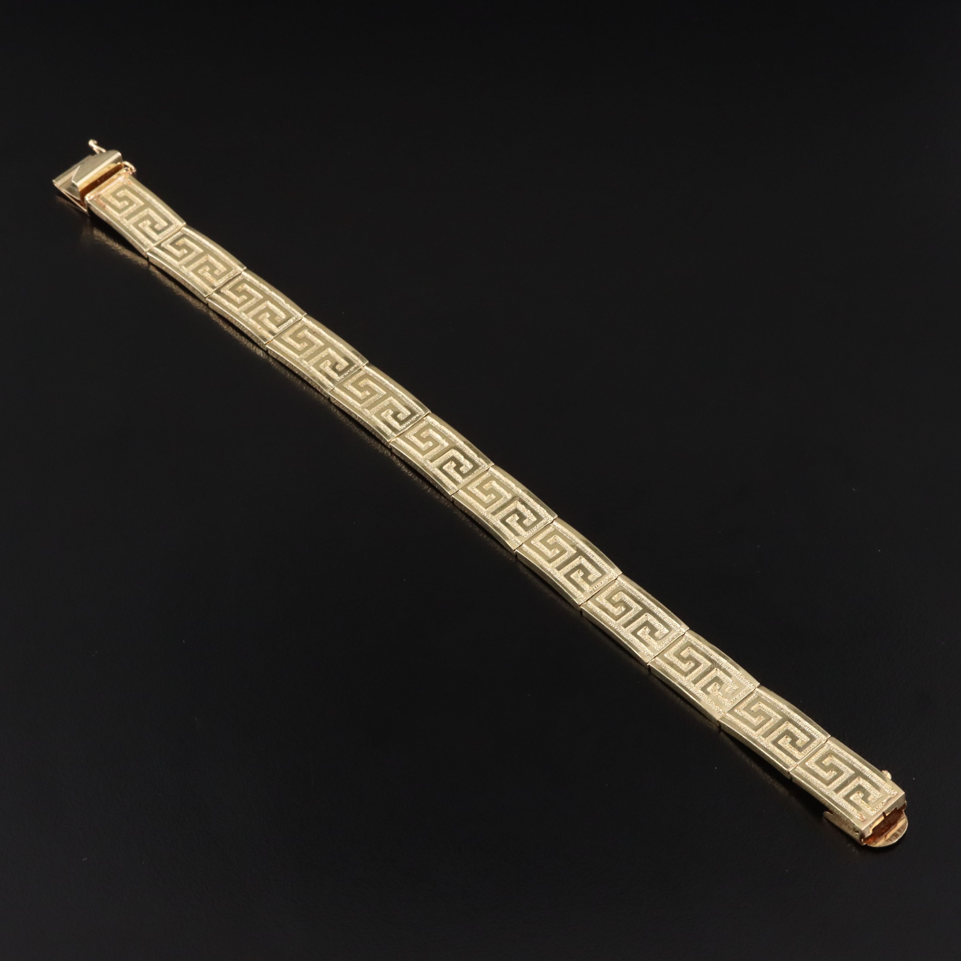 14K Greek Key Panel Bracelet