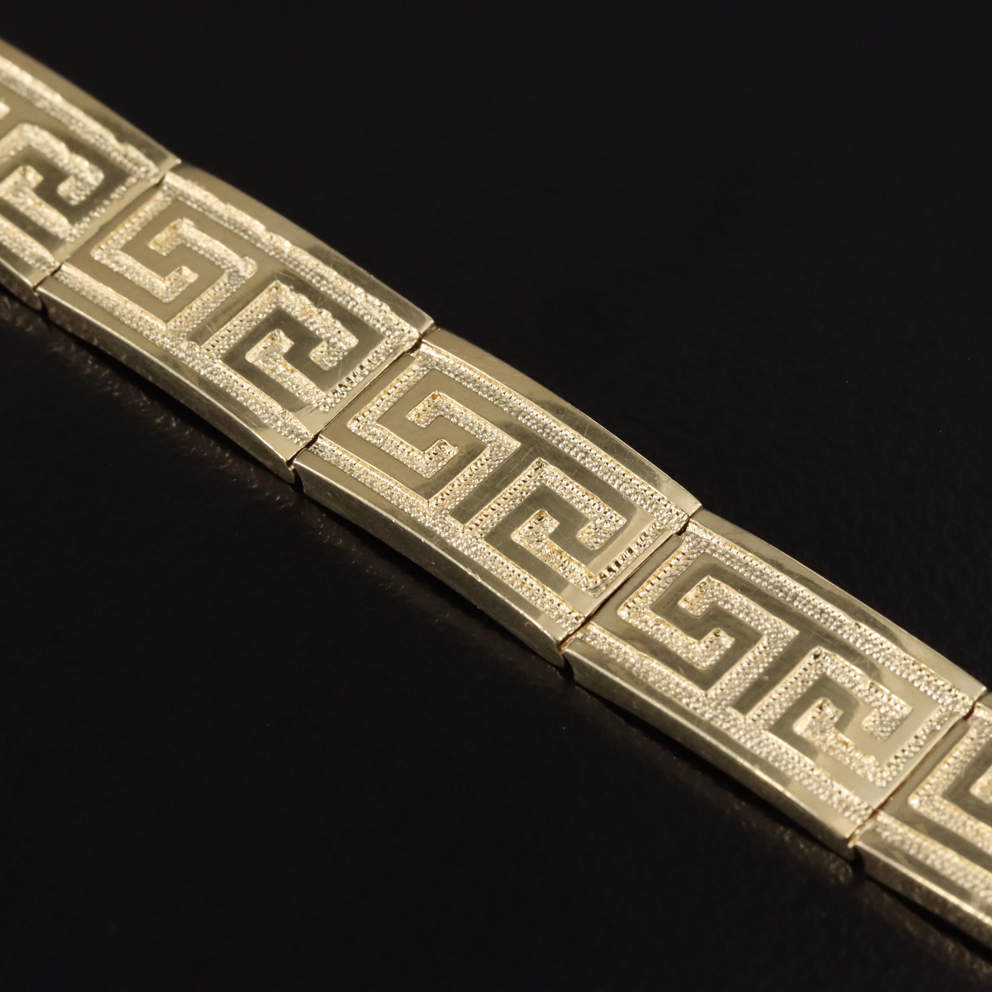 14K Greek Key Panel Bracelet