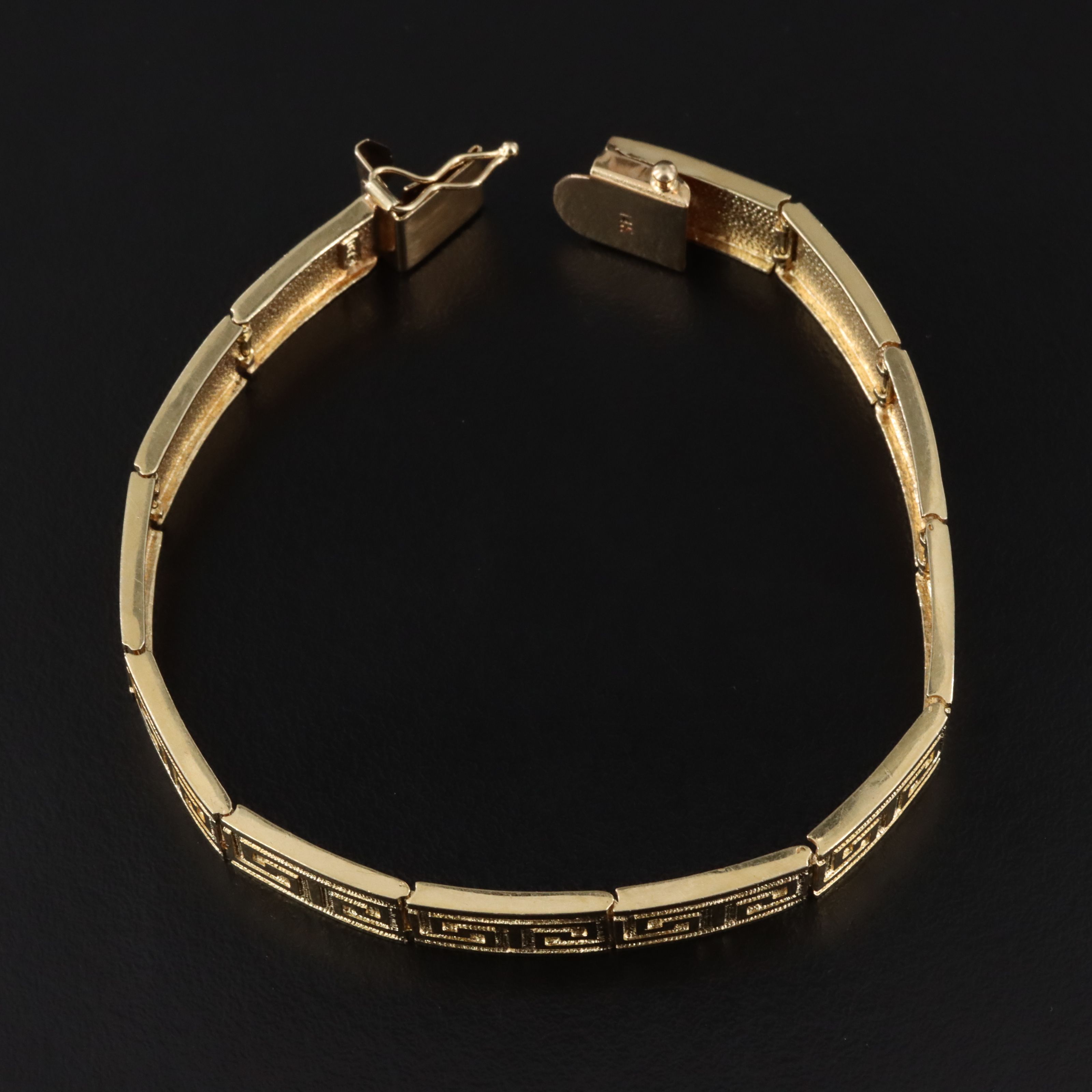 14K Greek Key Panel Bracelet