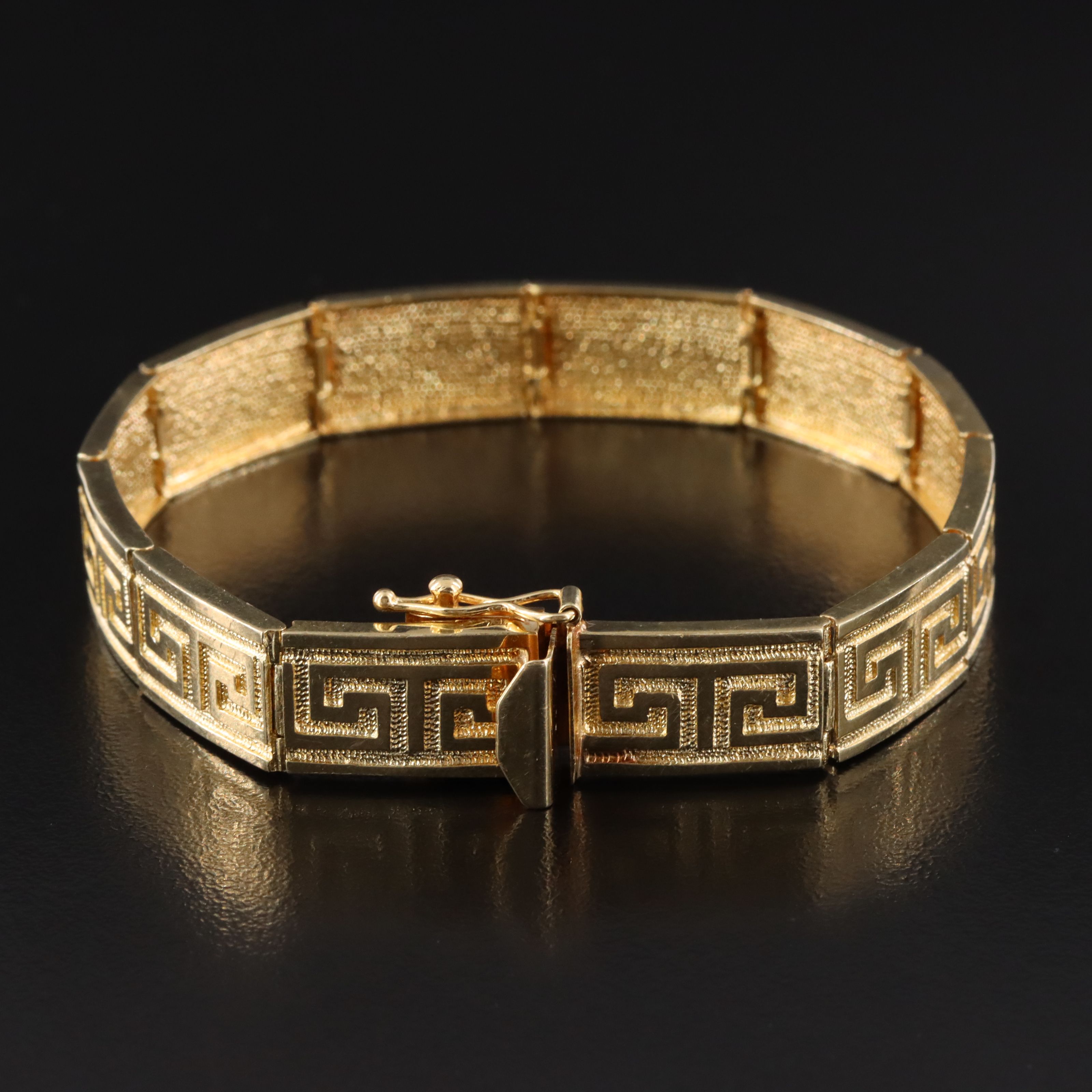 14K Greek Key Panel Bracelet