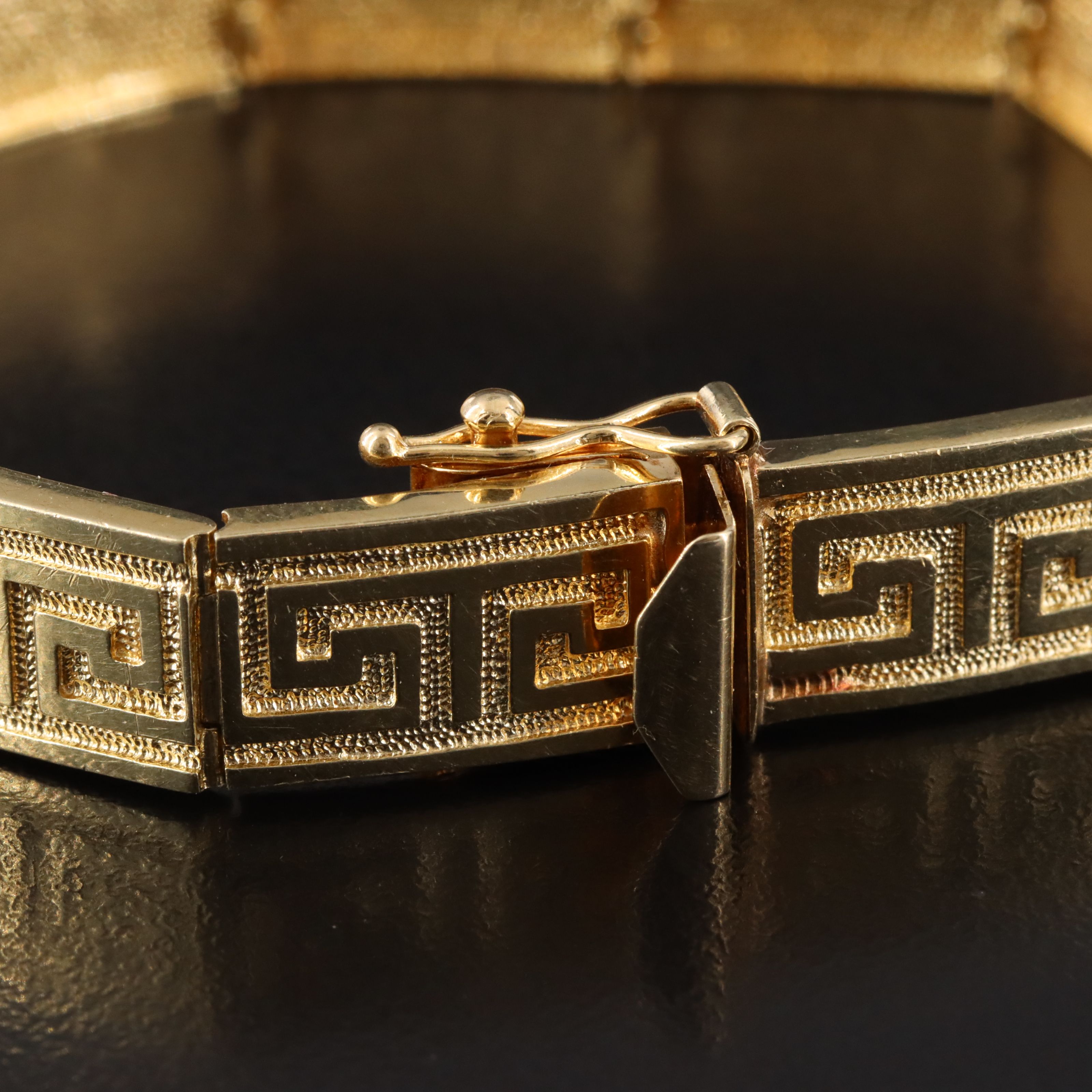 14K Greek Key Panel Bracelet